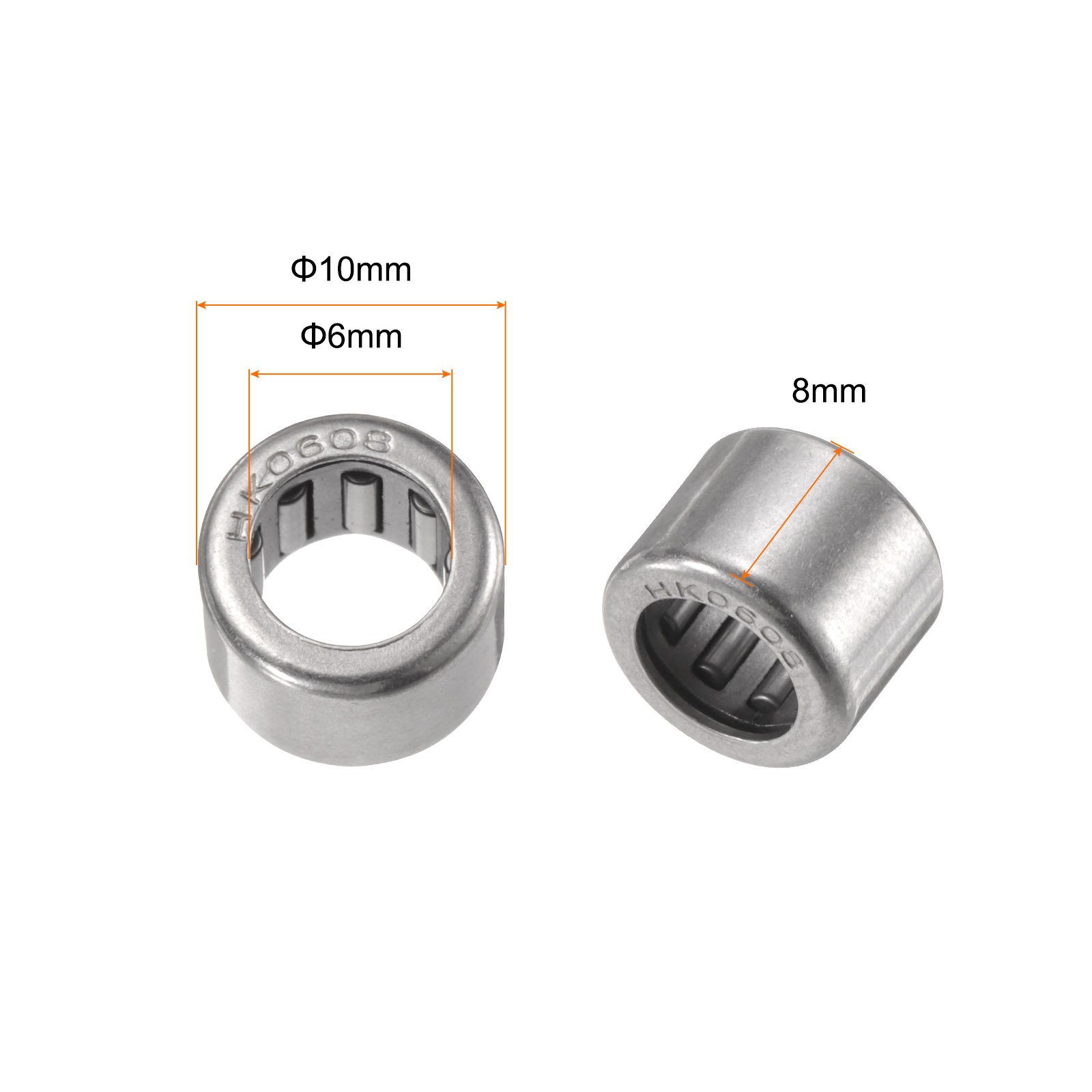 10 Pcs HK0608 Needle Roller Bearings 6x10x8mm Chrome Steel Bearing