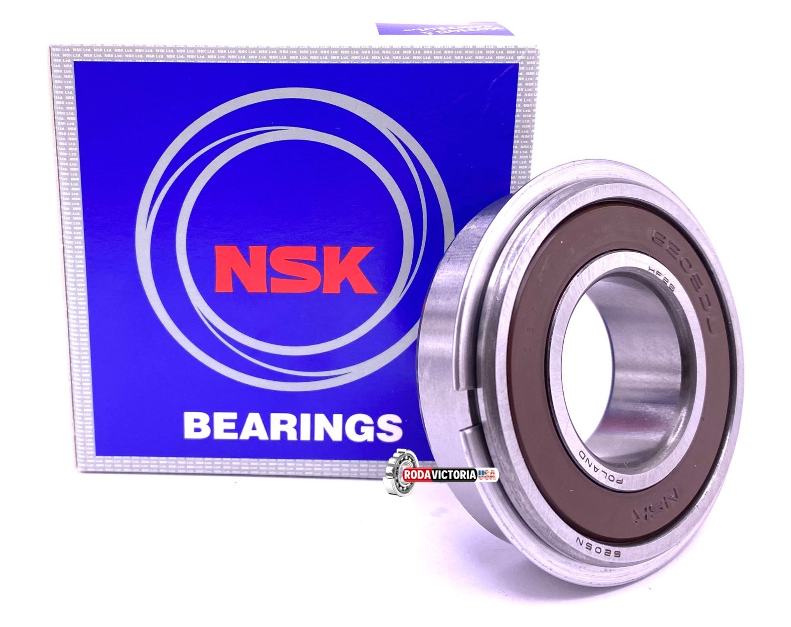 NSK 6205 DDU NR C3 Ball Bearing, Rubber Sealed + Snap Ring 25x52x15 mm