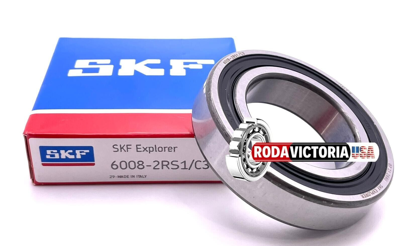 SKF 6008 2RS1 C3 DEEP GROOVE BALL BEARING, RUBBER SEALED 40x68x15 mm.