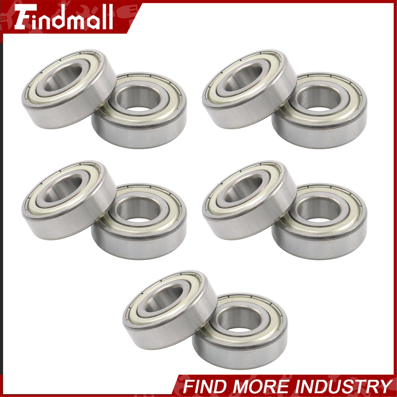 Findmall 10 Pcs 6204 ZZ Bearings 20x47x14mm Metal Shielded Deep Groove