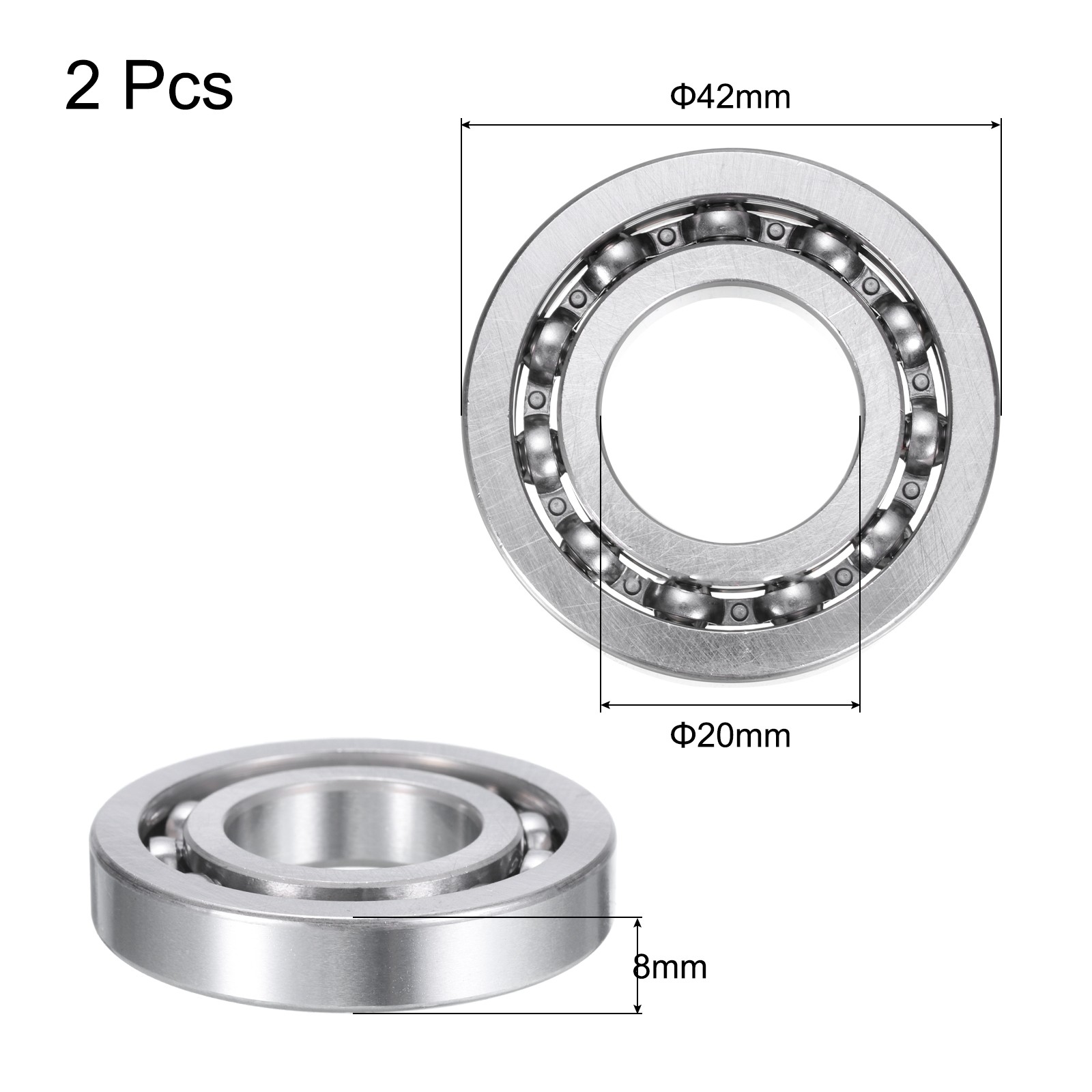 16004 Deep Groove Ball Bearings,20x42x8mm Z3 Rolling Bearings 2 PCS