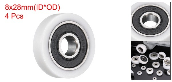 4 Pcs White 608RS Ball Bearing 8x28x7mm Chrome Steel Double Metal Shielded