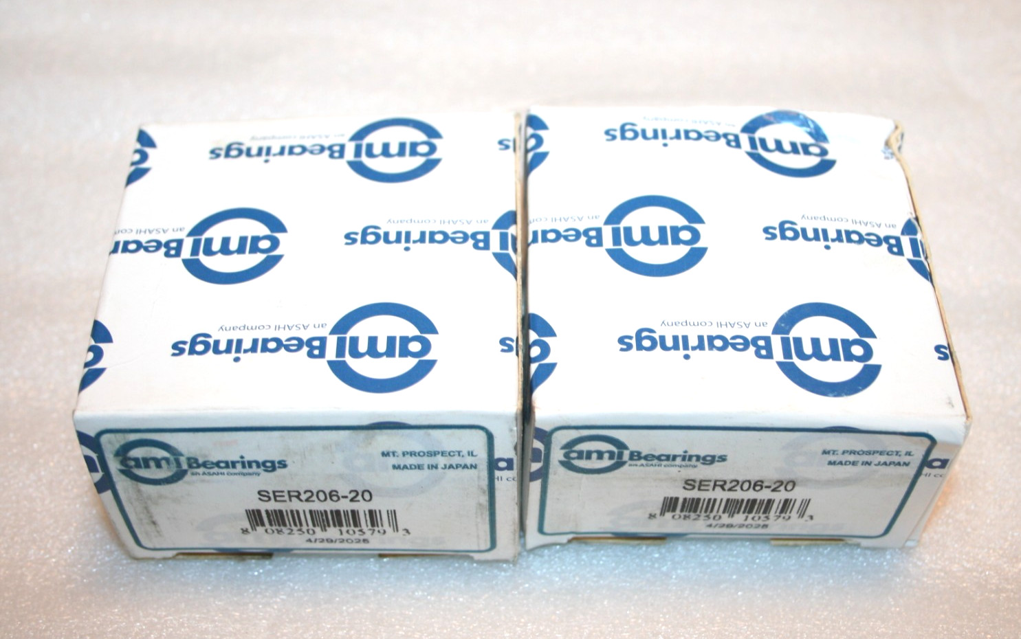 (Lot of 2) AMI SER206‑20 Insert Bearings, 1‑1/4″ Bore, Asahi Style * NEW *