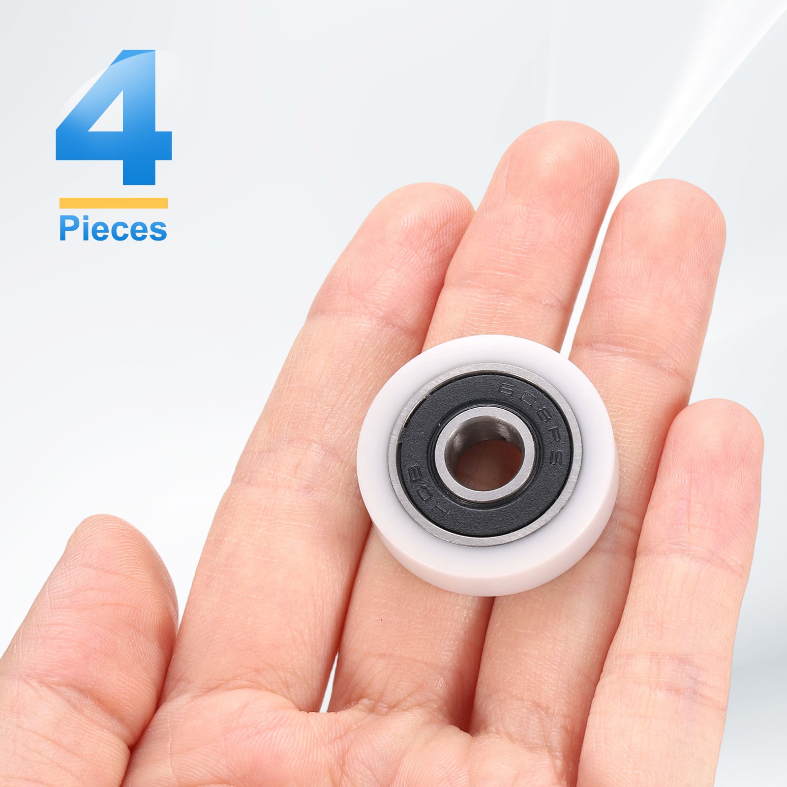 4 Pcs White 608RS Ball Bearing 8x28x7mm Chrome Steel Double Metal Shielded