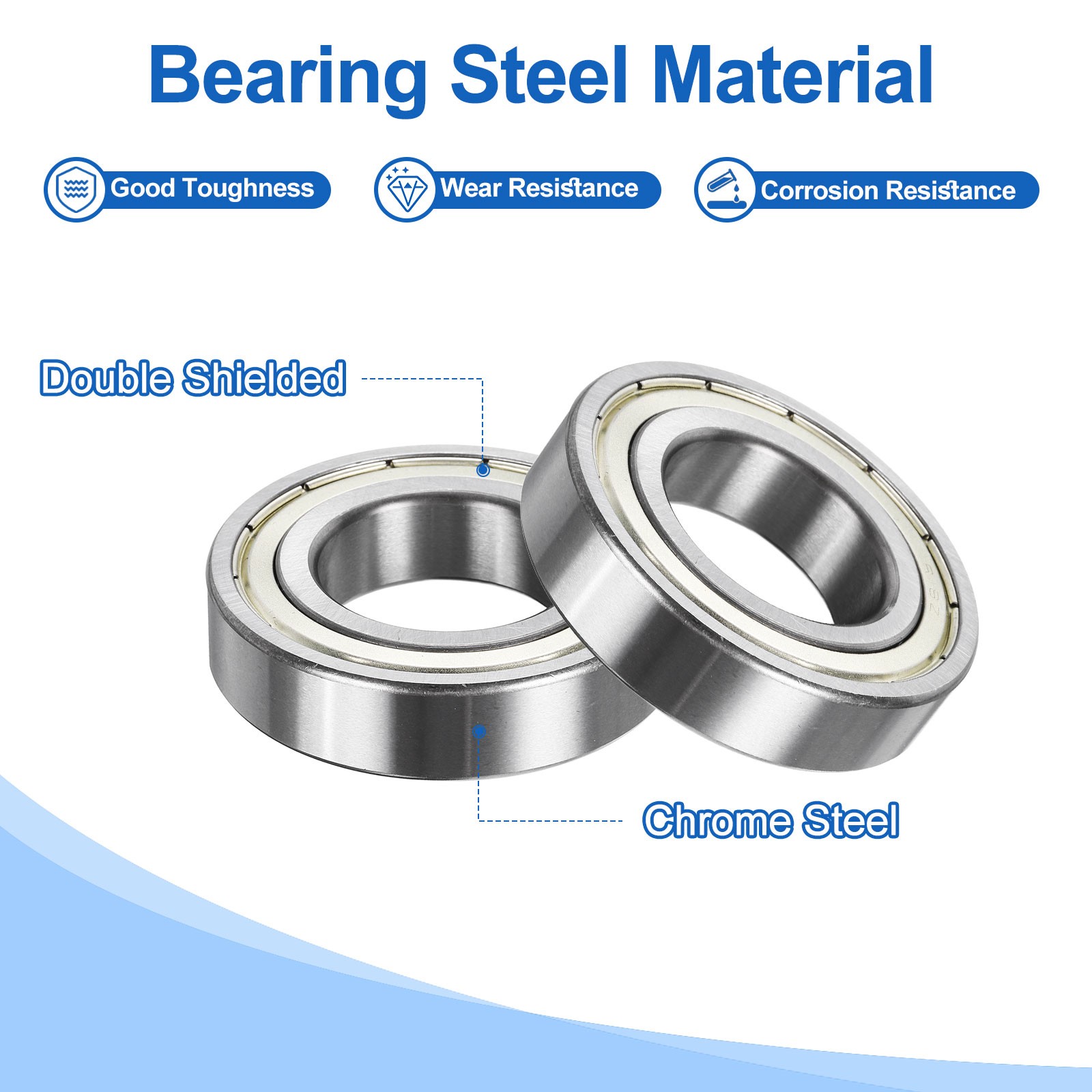 2Pcs Bearings R18ZZ 1-1/8″x2-1/8″x1/2″ for Silver Tone