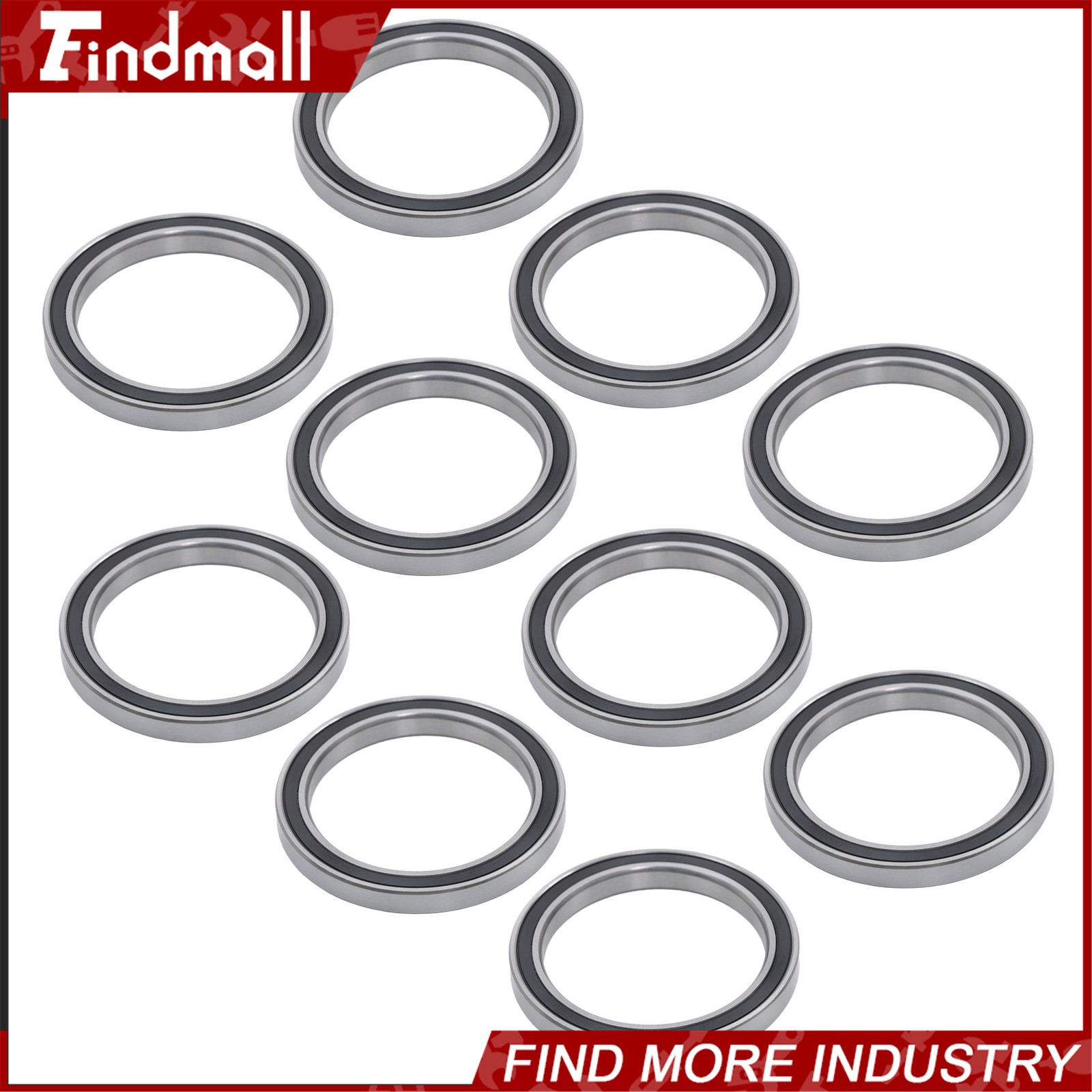 Findmall 10pcs 6810-2RS Ball Bearings 50x65x7mm Double Sealed Pre-Lubricated
