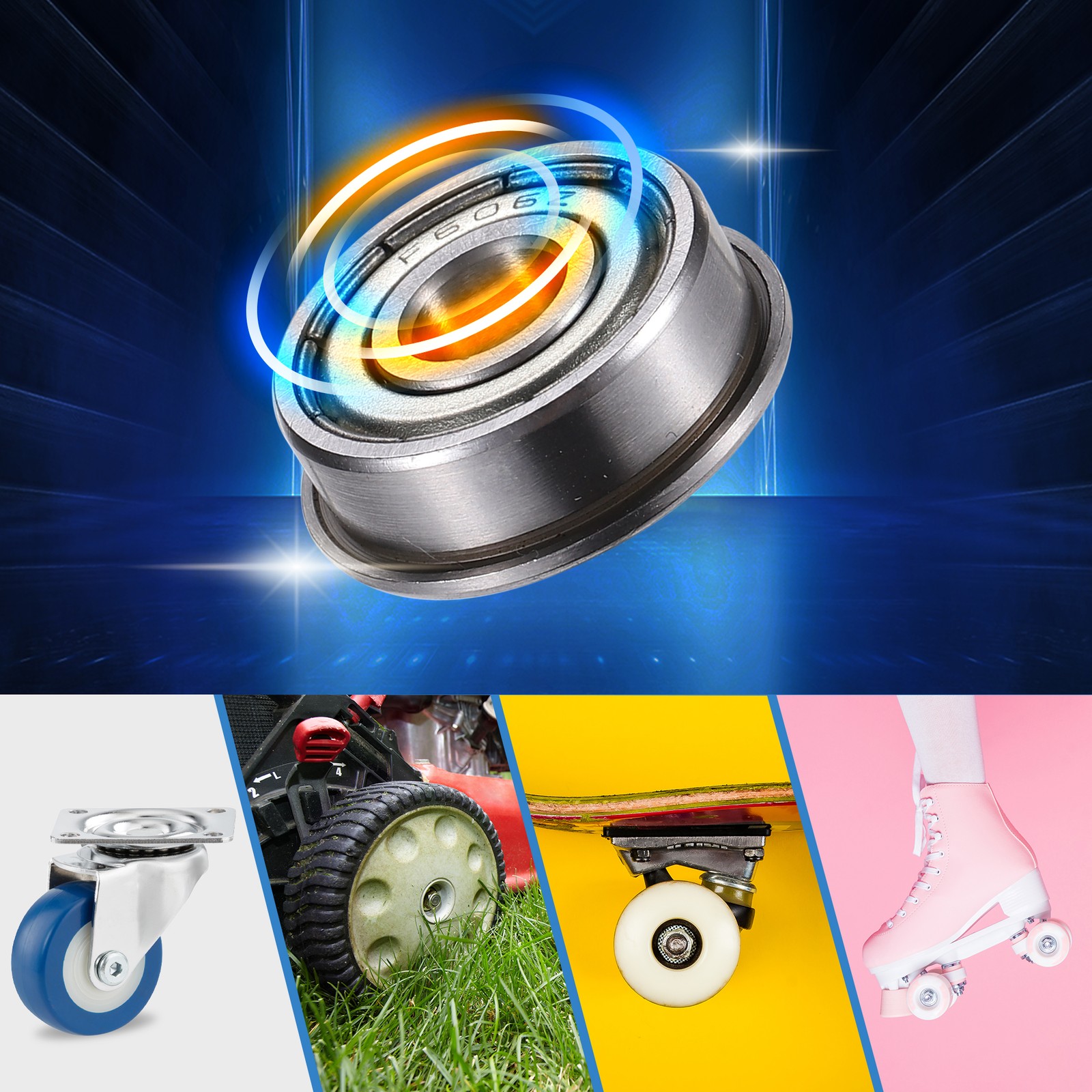 10pcs F606ZZ 6x17x6mm Double Metal Shield Single Row Deep Groove Ball Bearings