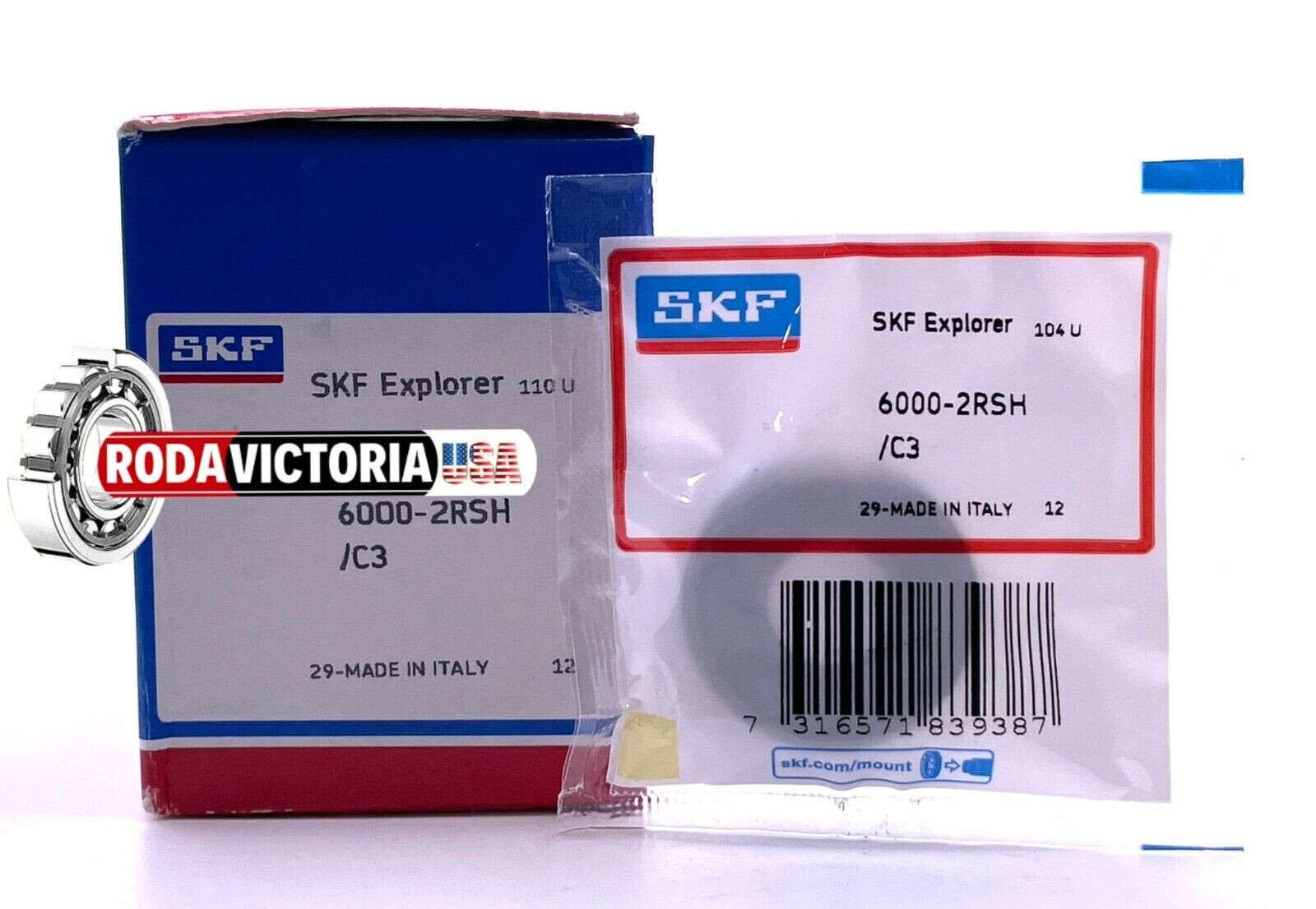 SKF 6000 2RSH DEEP GROOVE BALL BEARING, RUBBER SEALED 10x26x8 mm