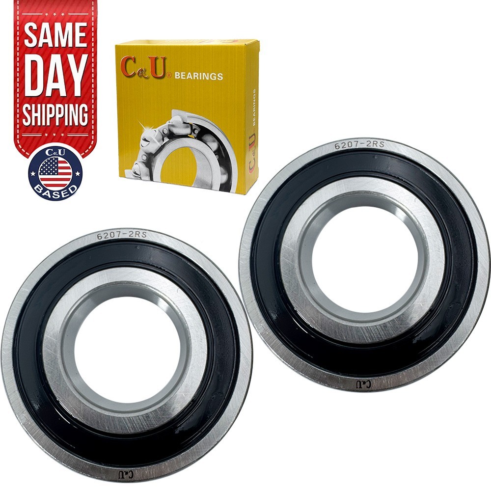 2 Pack CKU 6207-2RS 35x72x17mm Double Rubber Sealed Deep Groove Ball Bearings