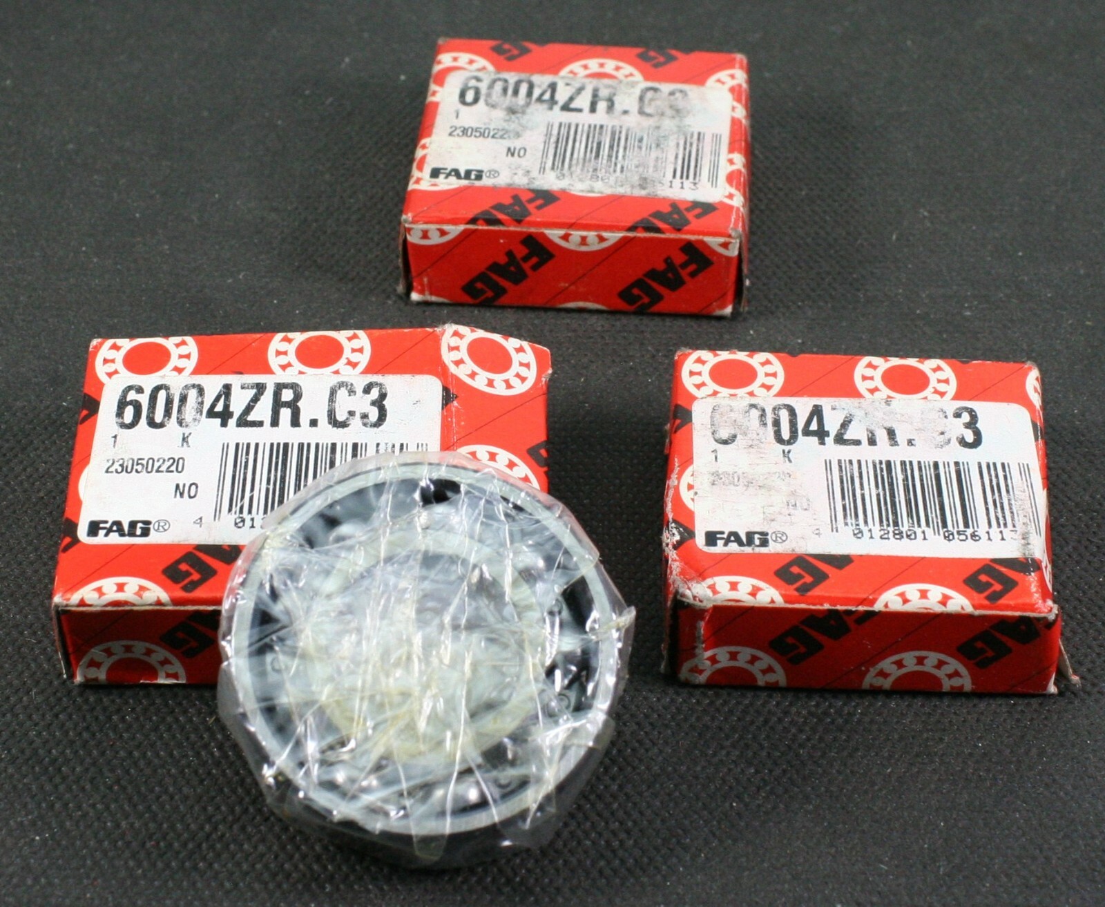 Three (3) FAG 6004 ZR C3 Deep Groove Bearings 20MM ID ONE SHIELD NEW