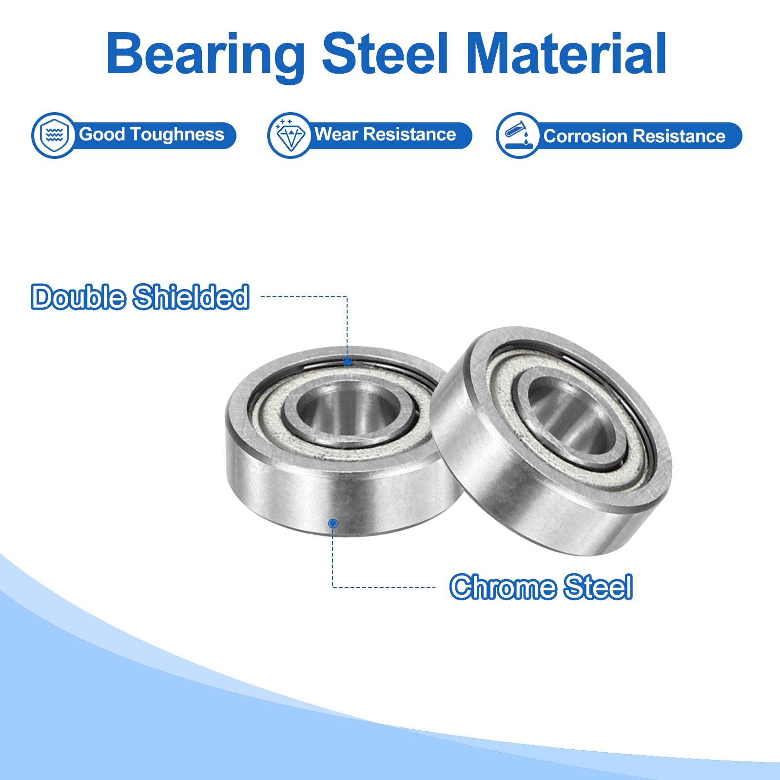 4Pcs Ball Bearings R1660ZZ 15/64″ ID x 5/8″ OD x 3/16″ for Silver Tone