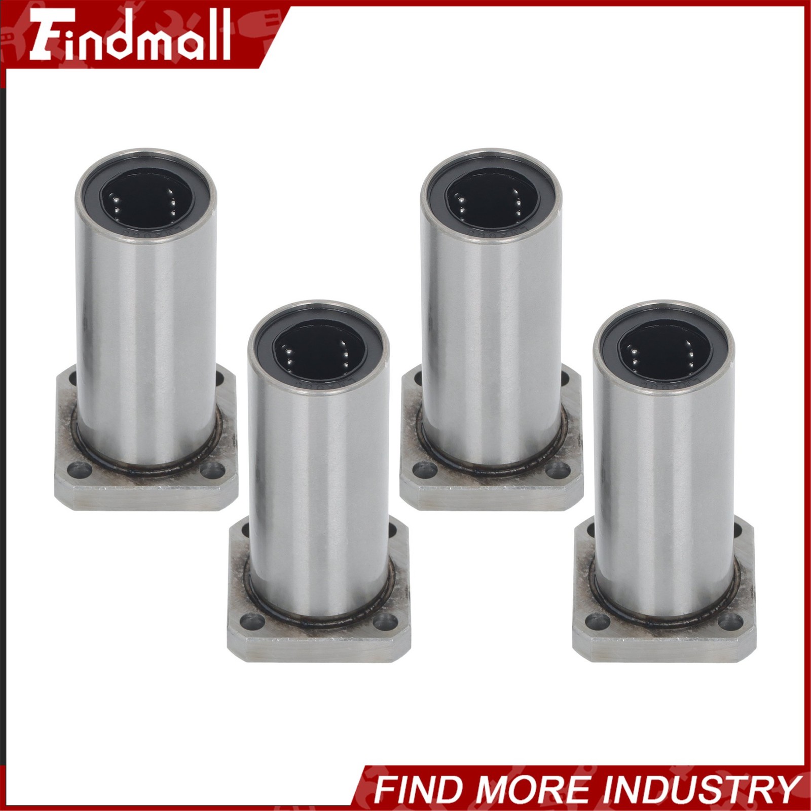 Findmall 4 Pack LMK20LUU 20x32x80mm Linear Bearing Square Flange Steel Cage CNC