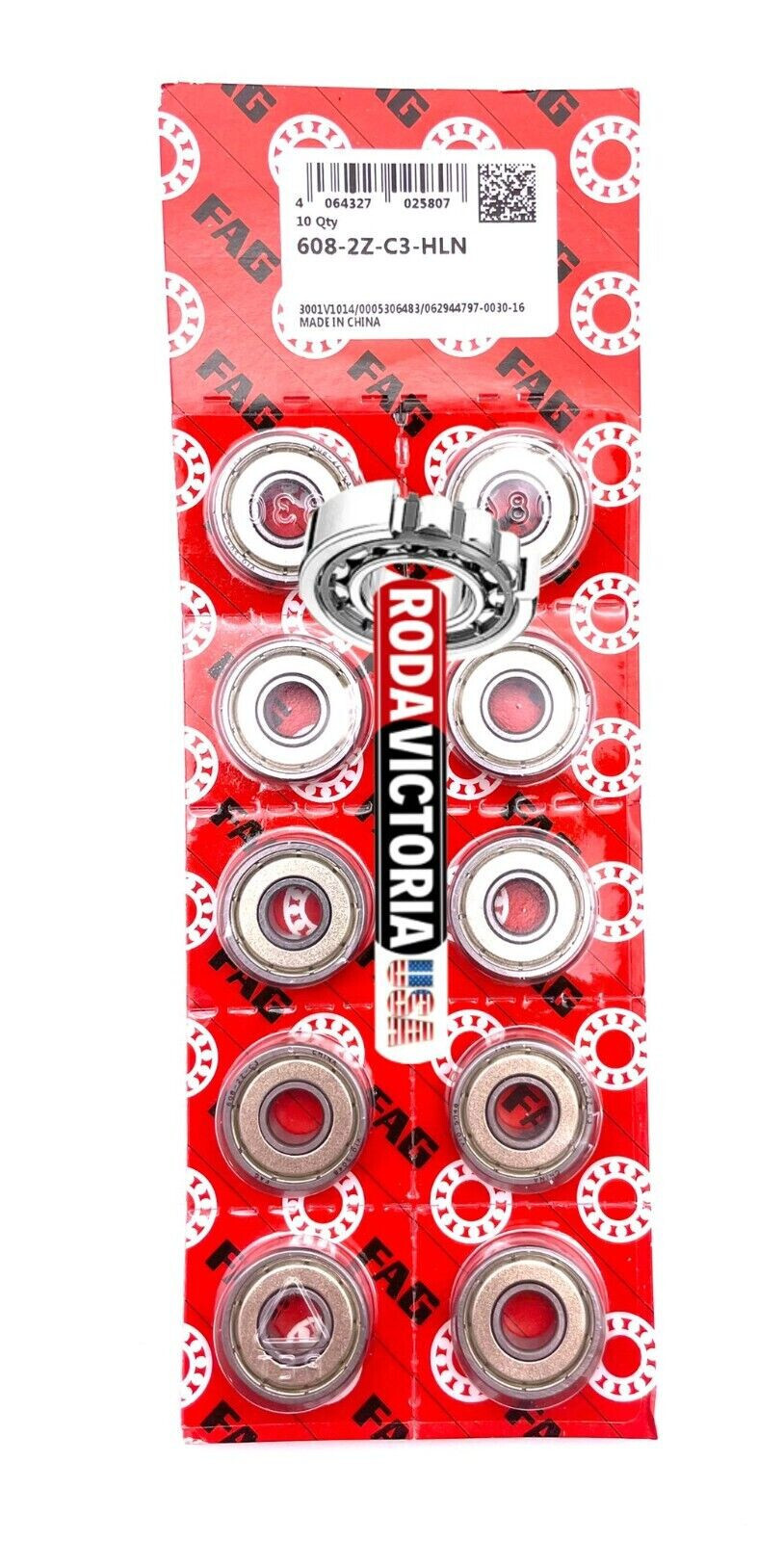 (10 PCS) FAG 608-ZZ C3 Ball Bearing 8x22x7 Dual Shielded Metal Chrome Skateboard