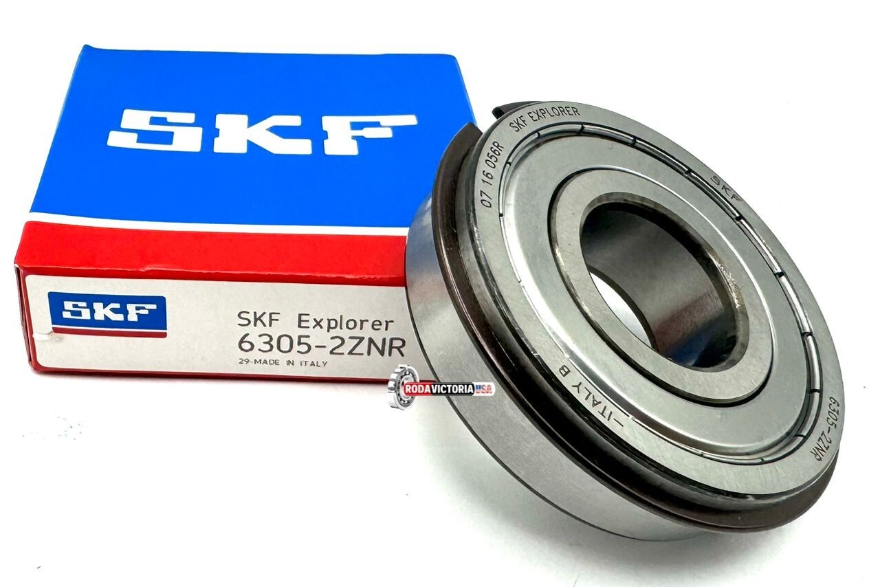 SKF 6305 ZZ NR BALL BEARING, METAL SHIELDED + SNAP RING 25x62x17 mm