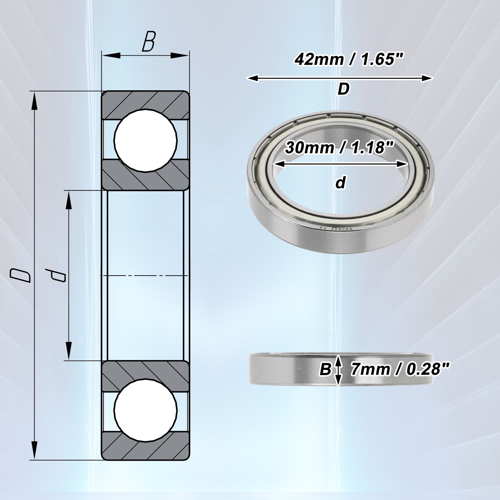 6806ZZ P4 30x42x7mm Deep Throat Bearing 1 for Scooter & Skateboard