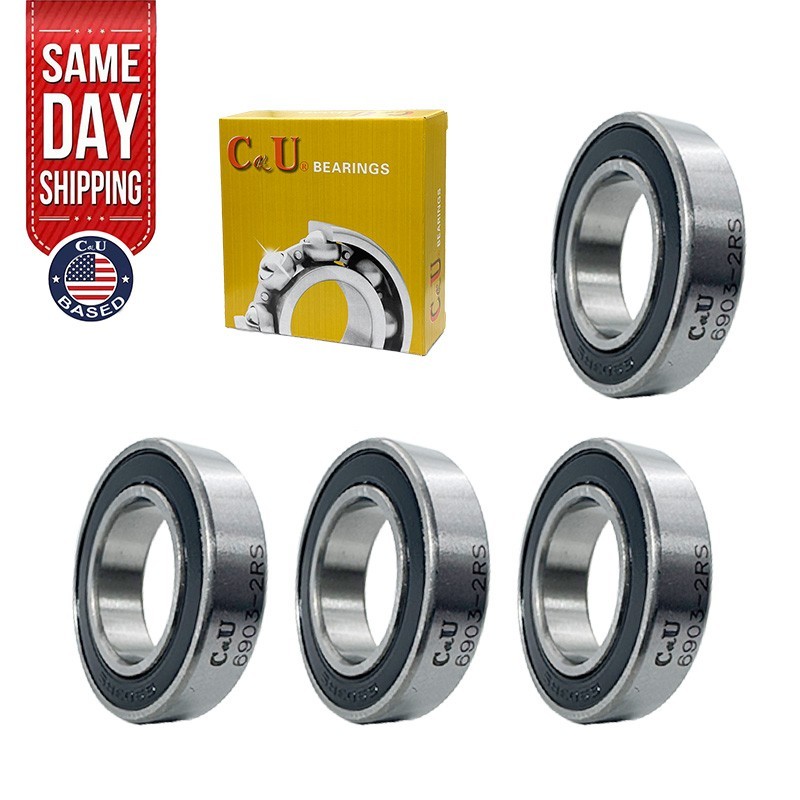4 Pack CKU 6903-2RS 17x30x7mm Double Rubber Sealed Thin Wall Deep Groove Ball Be