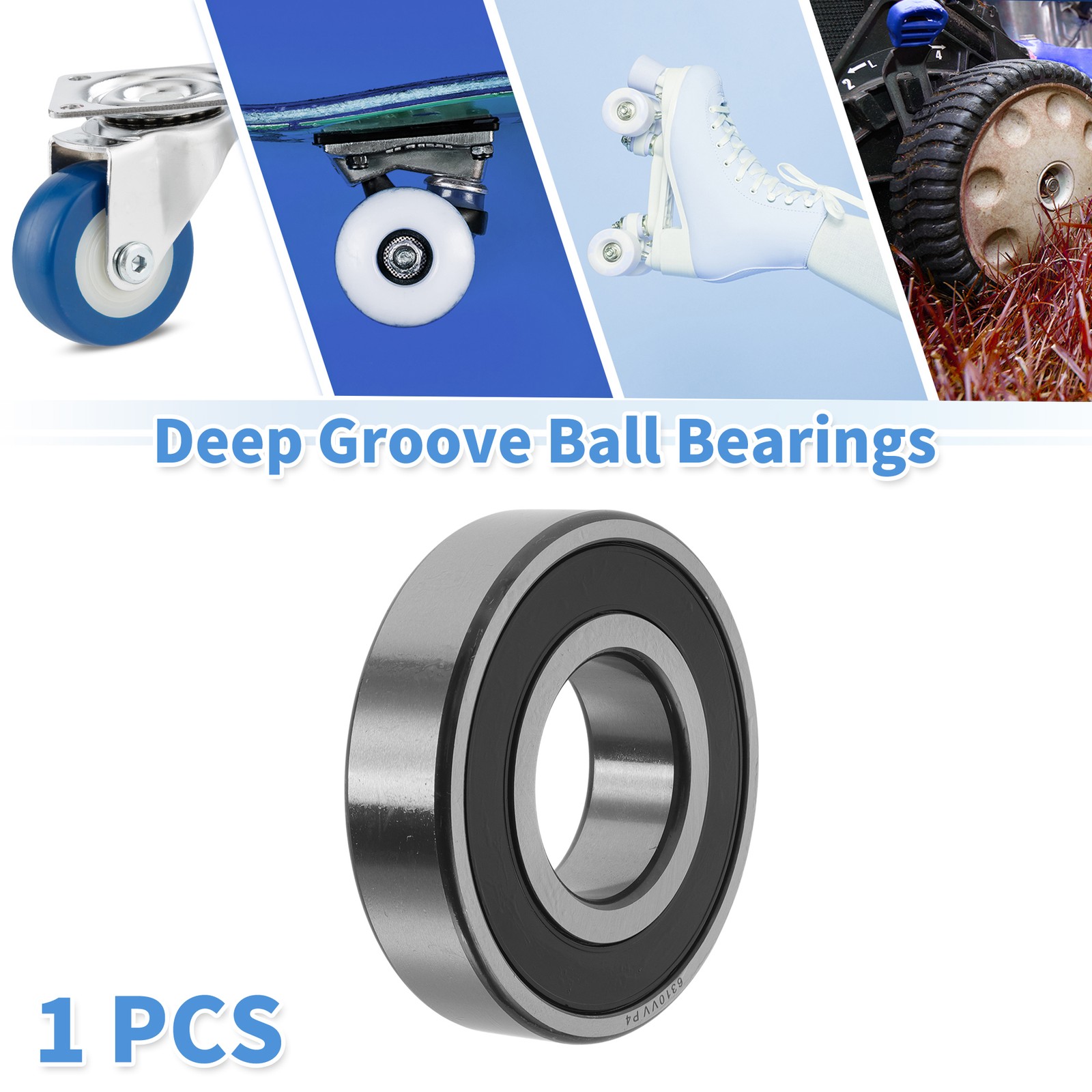 6310VV Deep Groove Ball Bearings 50x110x27mm Silver Tone Black