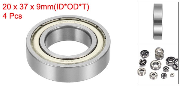 4 Pack 20 x 37 x 9mm 6904ZZ Deep Groove Ball Bearings ABEC5