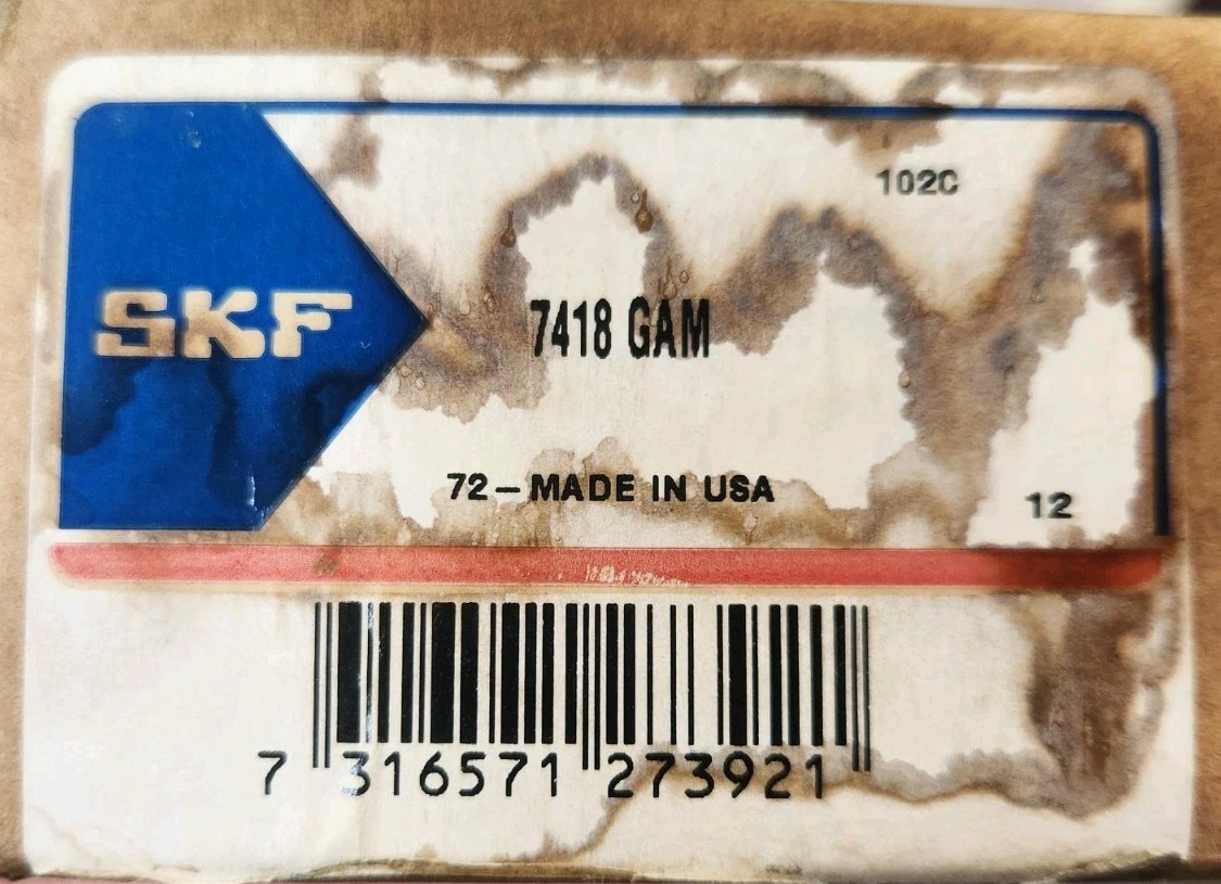 (2) New SKF 7418 GAM Angular Contact Ball Bearings