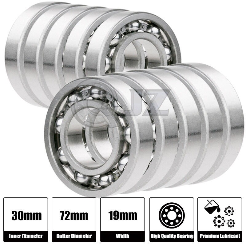 [Qty.10] 6306-OPEN Radial/Deep Groove Ball Bearing [30mm ID x 72mm OD x 19mm W]