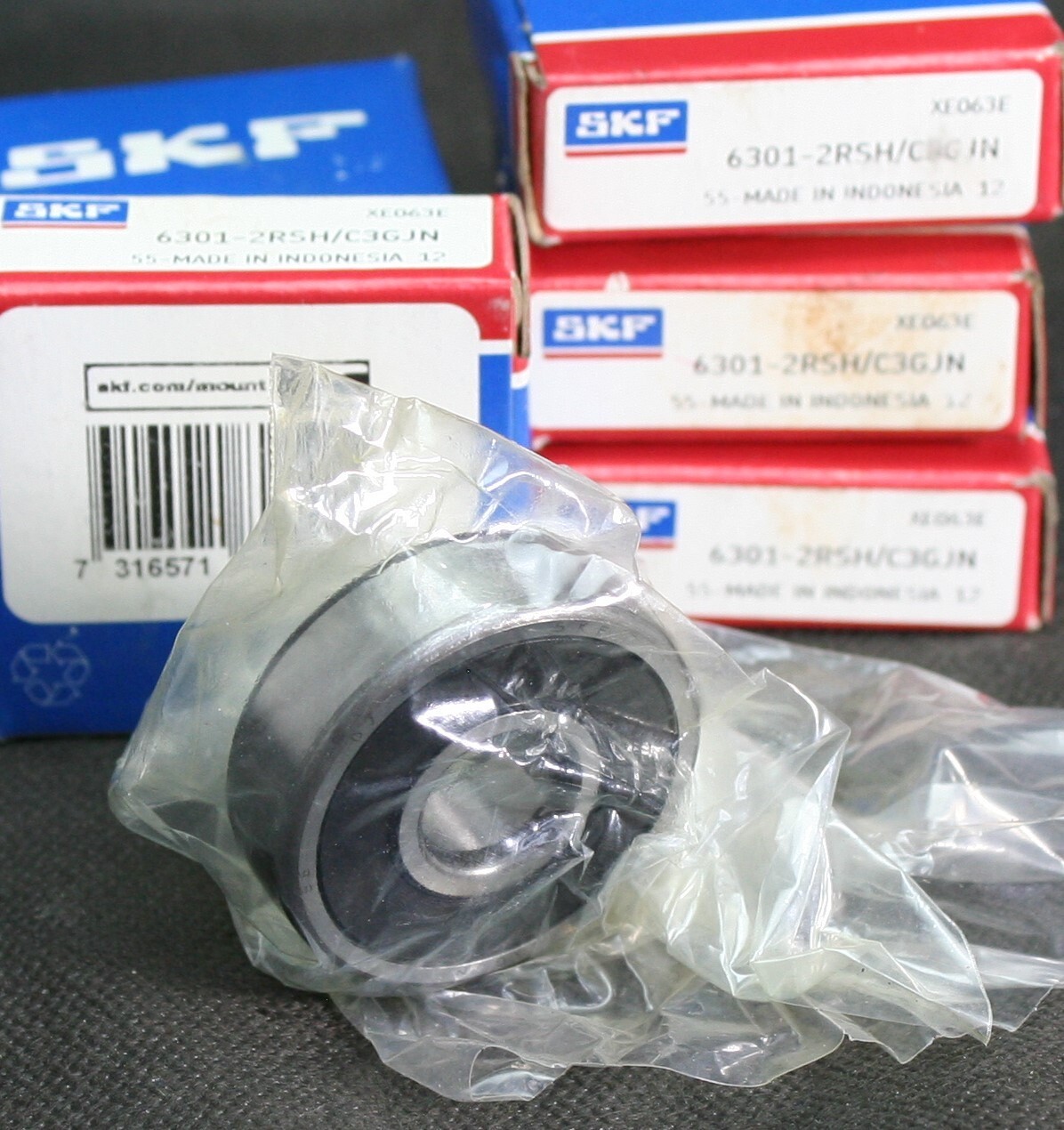 One (1) SKF 6301 2RSH/C3GJN Deep Groove Bearing 12MM ID Indonesia NEW