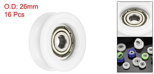 16 Pcs White Groove Nylon Plastic Guide Bearing 5x26x9mm Pulley Roller
