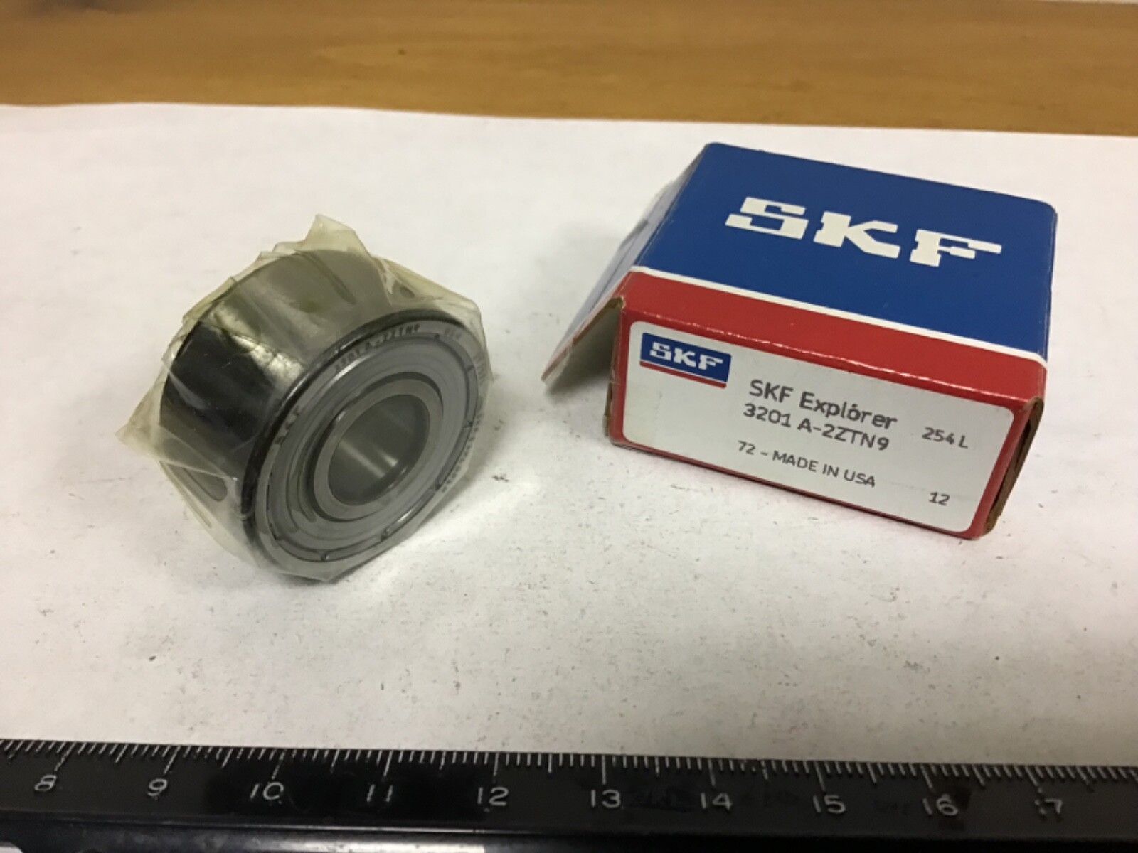 New SKF 3201 A-2ZTN9 Angular Contact Bearing, 12mm ID, 32mm OD, .625″ Width