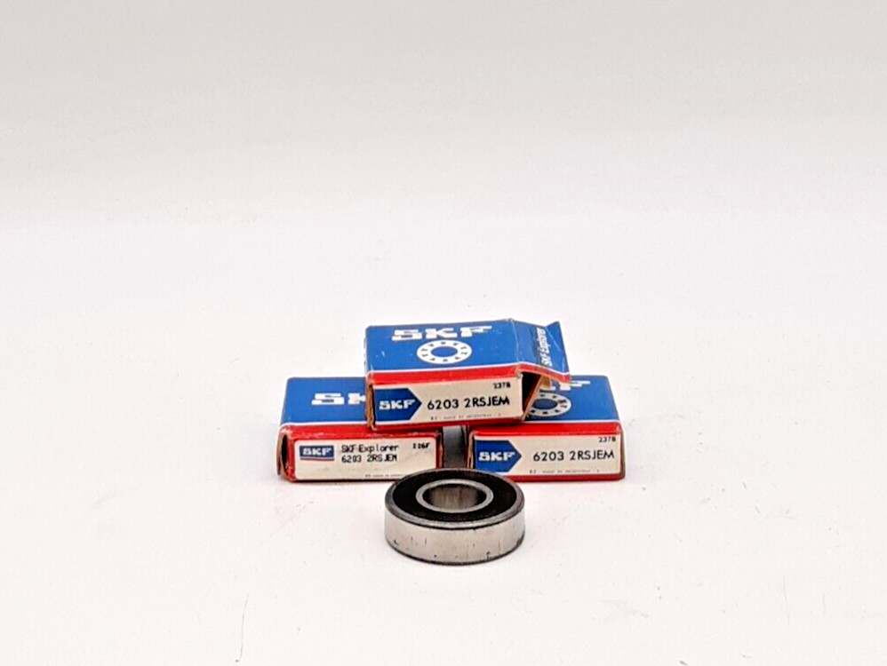 SKF 6203 2RSJEM Deep Groove Ball Bearing – Lot of 3