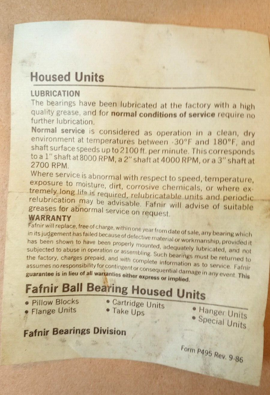 Torrington Fafnir VCJT 1 3/4 Ball Bearing Housed Unit NOS