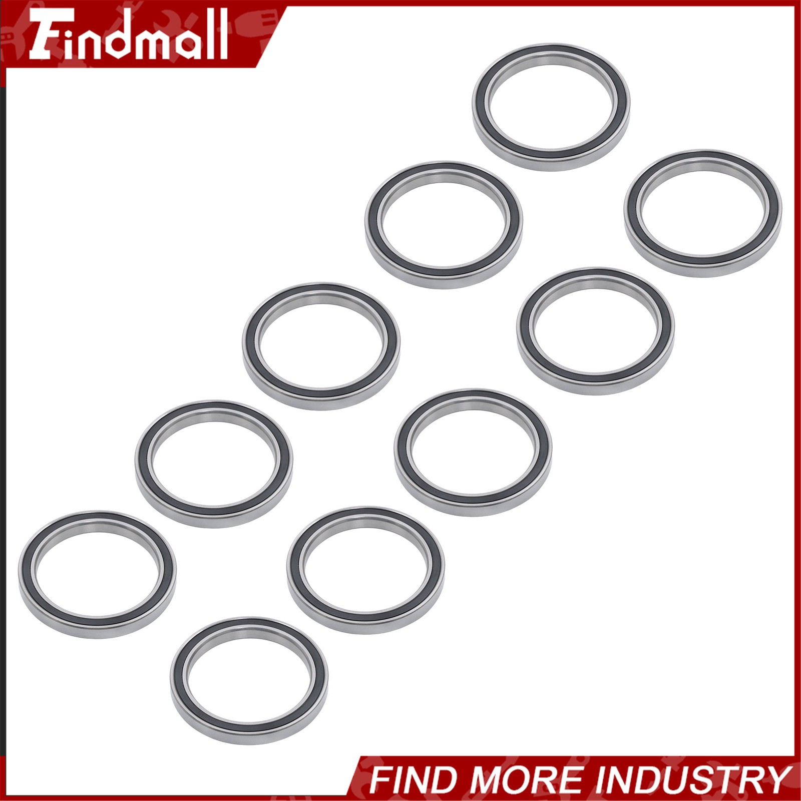 Findmall 10pcs 6810-2RS Ball Bearings 50x65x7mm Double Sealed Pre-Lubricated