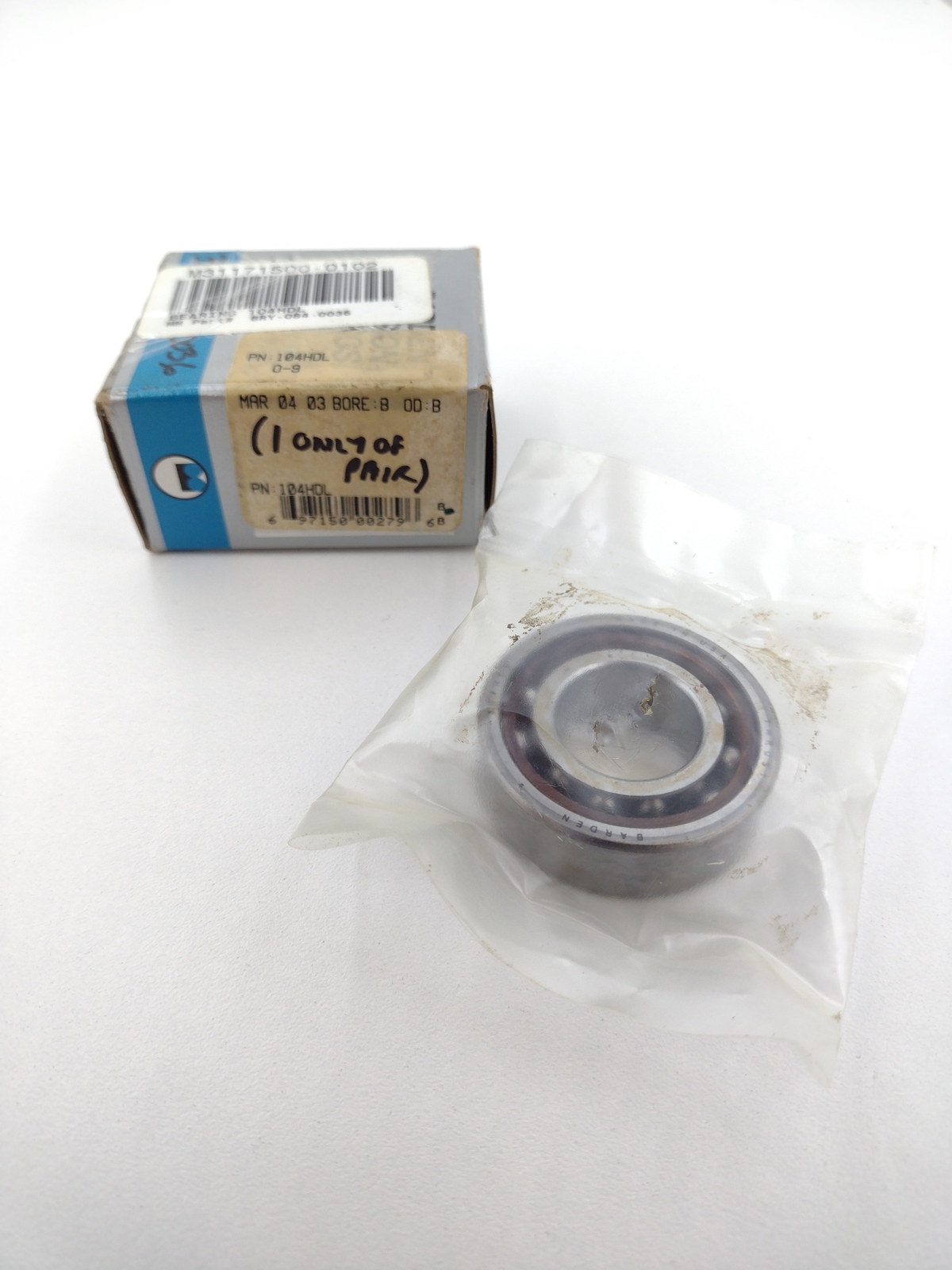 Barden 104HDL Angular Contact Bearing (1/2 of a Pair / 1 bearing only)