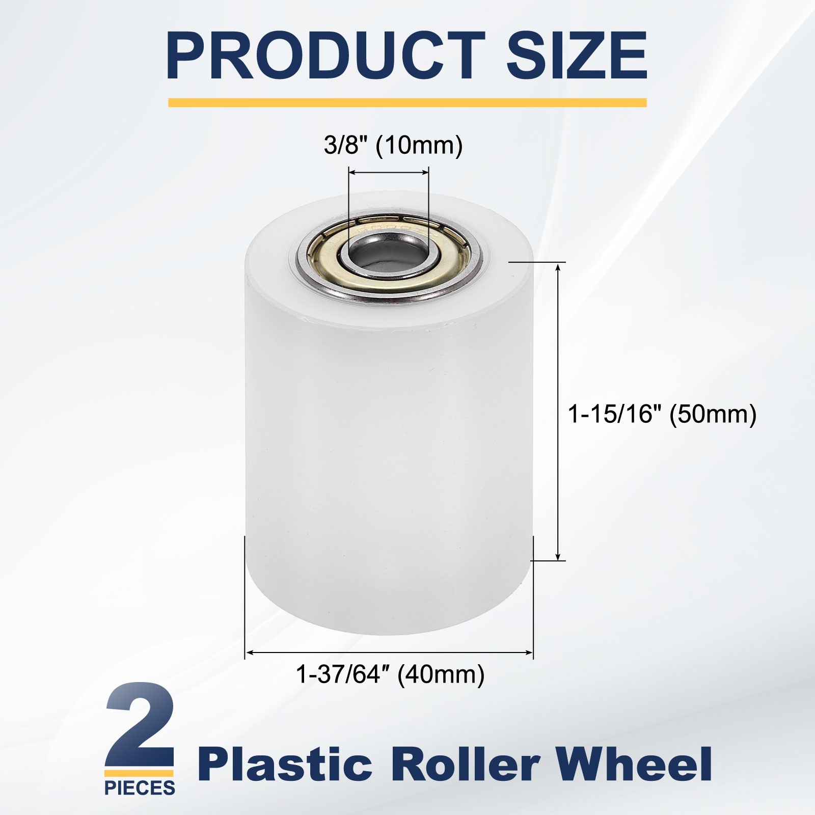 2Pcs Plastic Roller Wheel with Bearings, 3/8″x1-37/64″x1-15/16″ Bearing Pulley