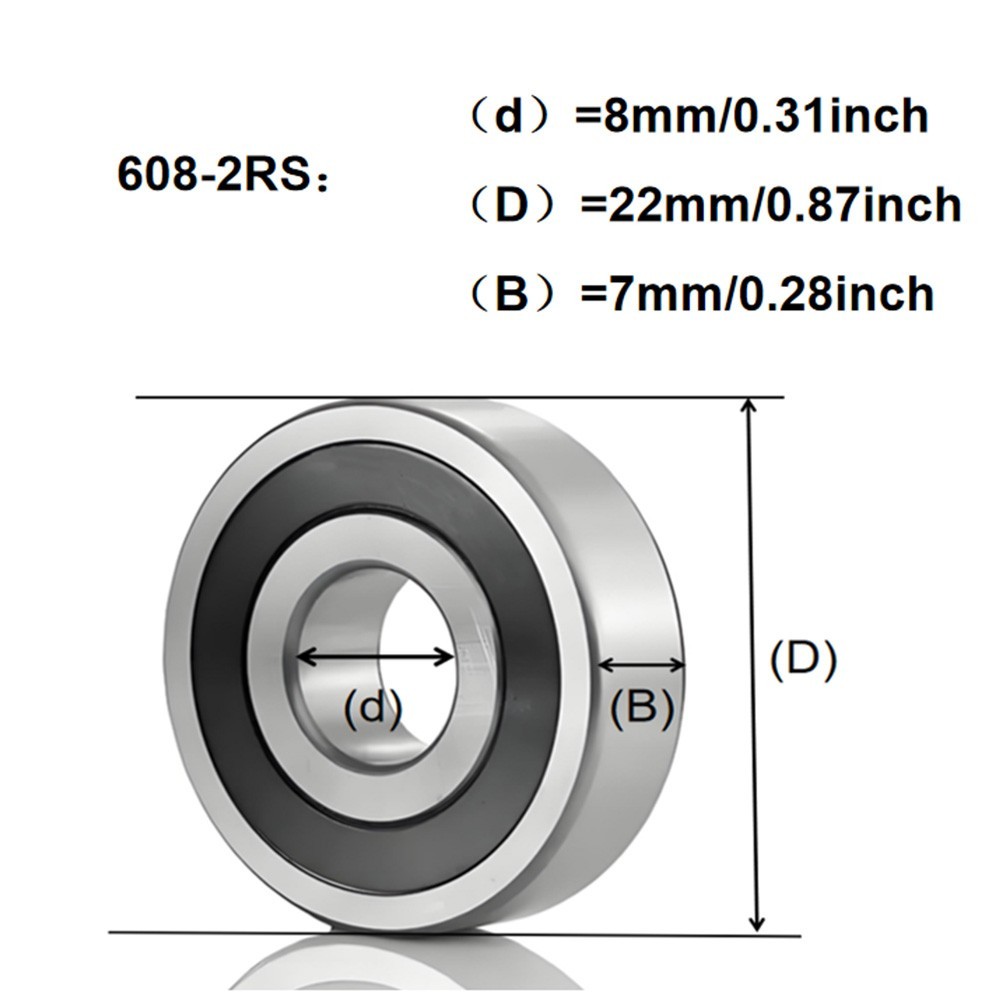 10 Pack 608-2RS Bearings 8x22x7mm Rubber Sealed Skateboard Scooter Wheel Parts