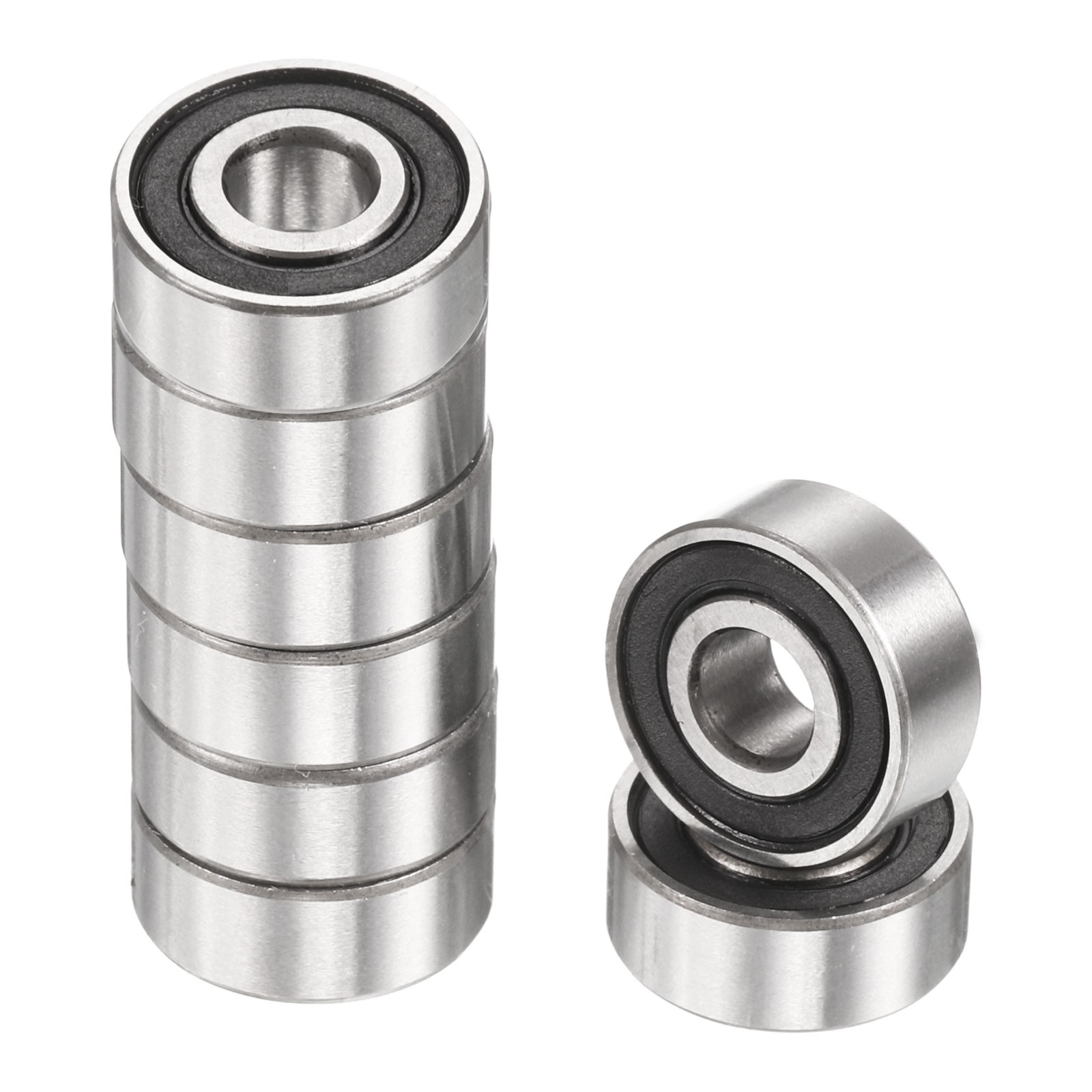 8pcs R188-2RS 1/4″ ID x 1/2″ OD x 3/16″ Height Z2 Ball Bearings Silver Tone