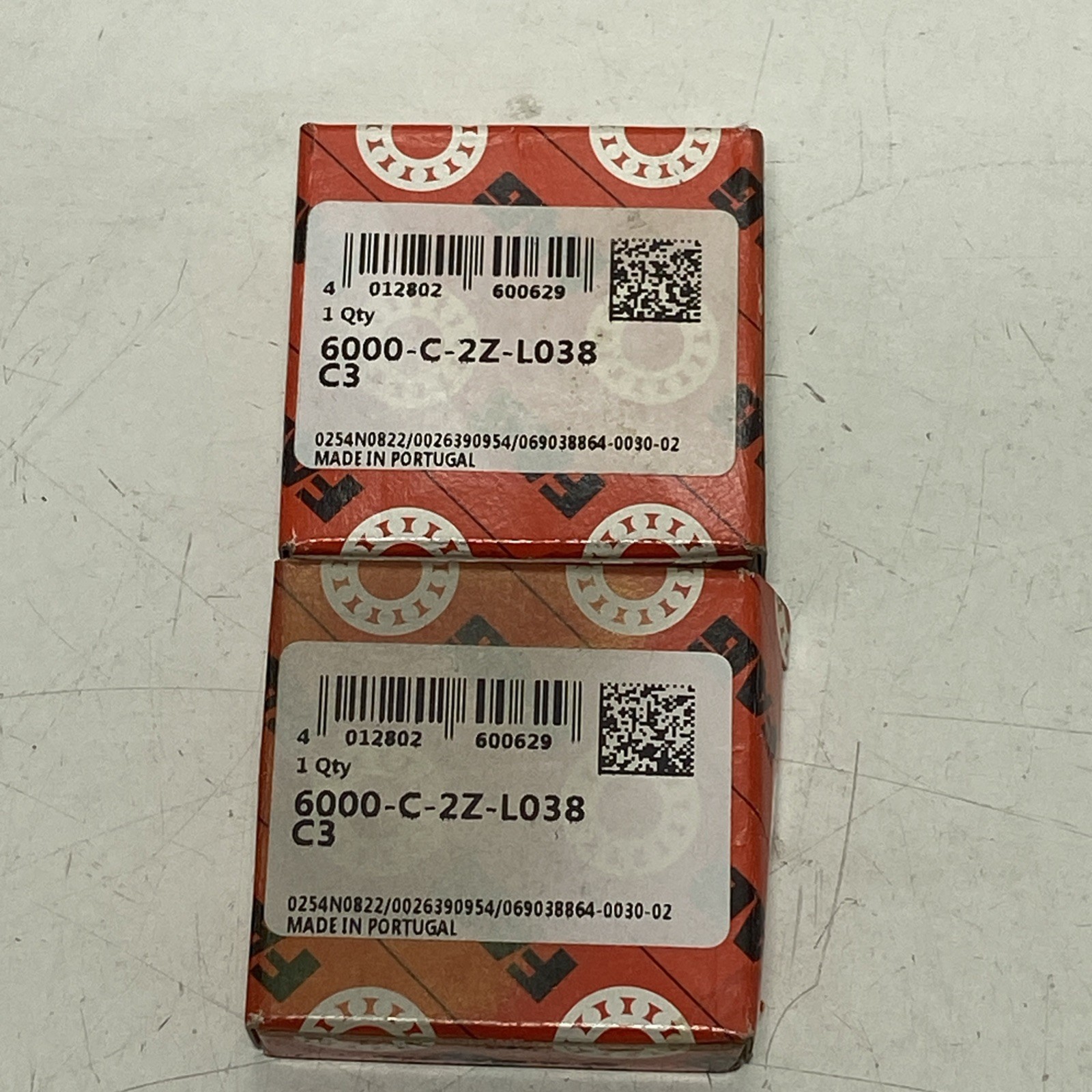 FAG 6000-C-2Z-L038-C3 Ball Bearing 10mm Bore 26mm OD 8mm Wide LOT OF 2