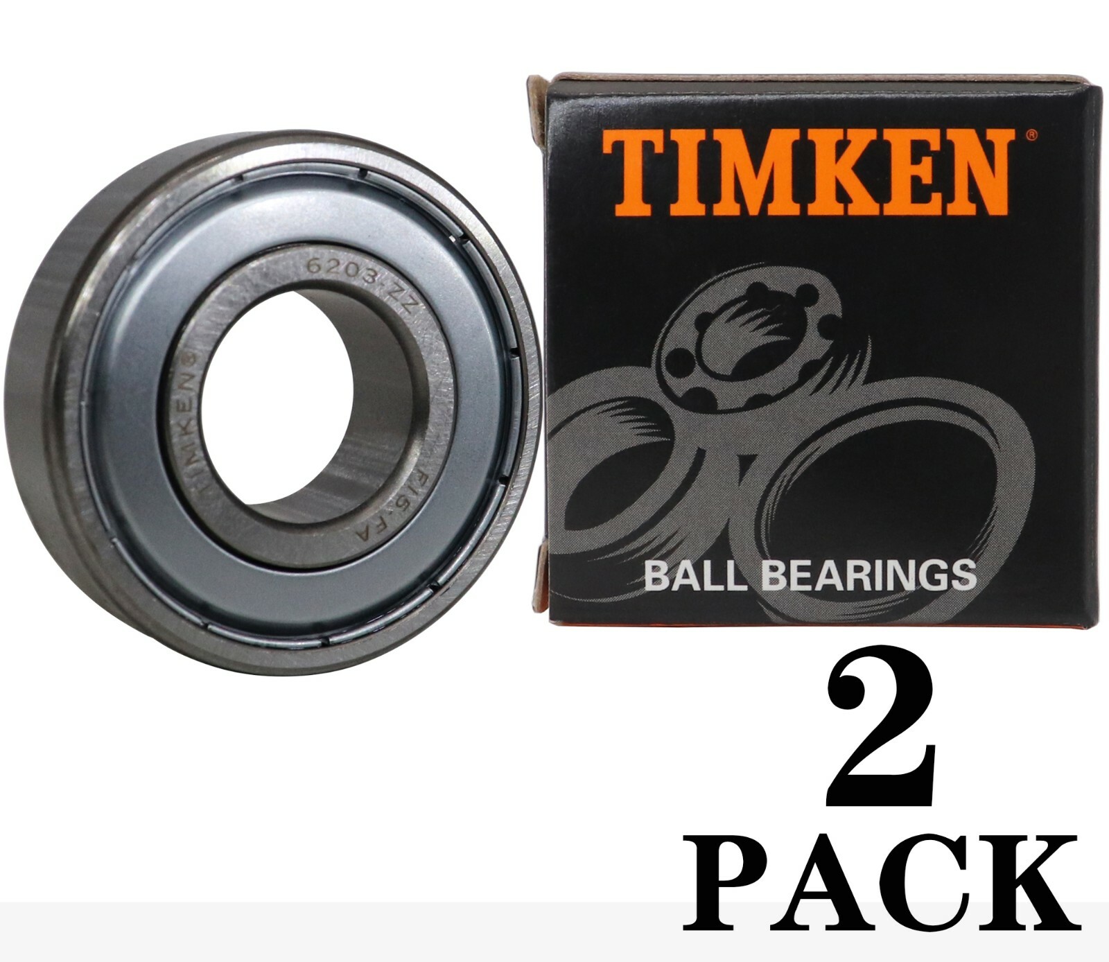 (2 PACK) USA TIMKEN 6203-2Z 17X40X12MM Double Metal Seal Ball Bearings