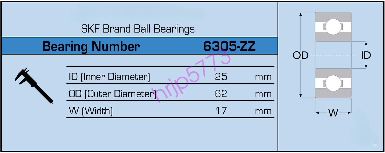2pcs SKF 6305-ZZ C3 Brand Metal Shield Ball Bearing 25x62x17 6305 2Z 6305Z