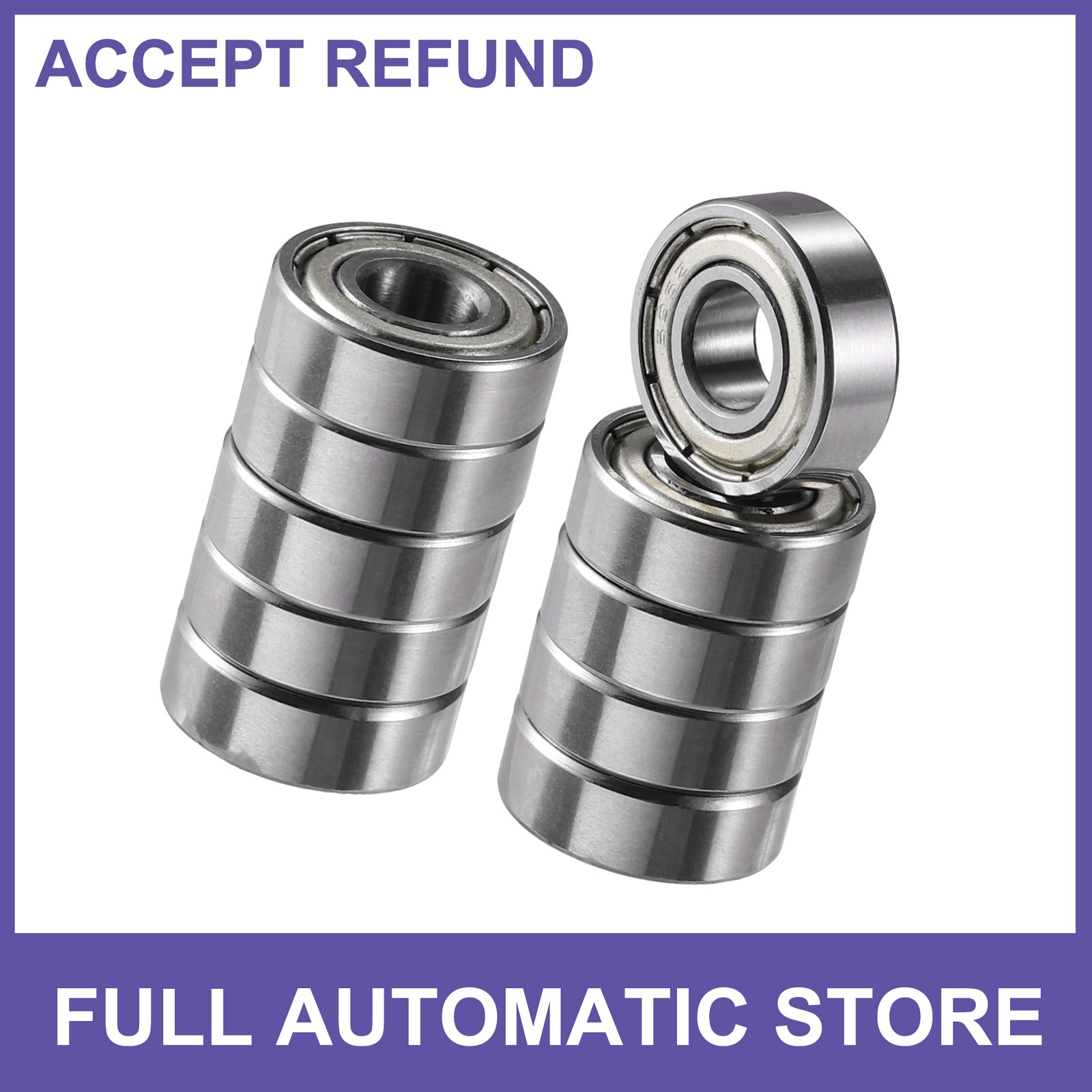 10 Pcs 6x15x5mm Double Metal Shield 696-ZZ Single Row Deep Groove Ball Bearings