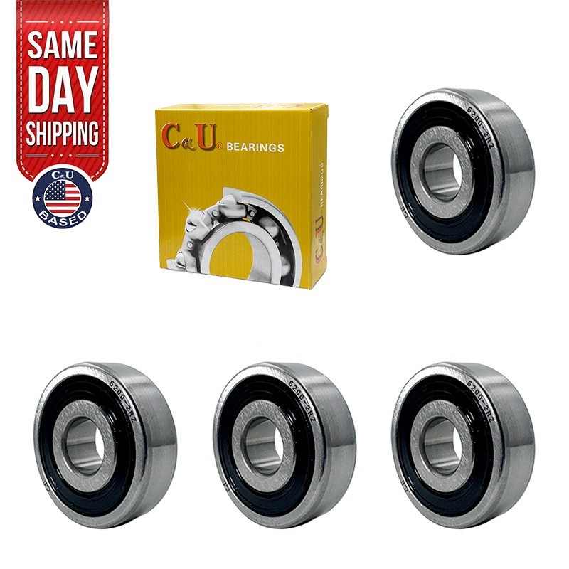 4 Pack CKU 6200-2RS 10x30x9mm Double Rubber Sealed Deep Groove Ball Bearings