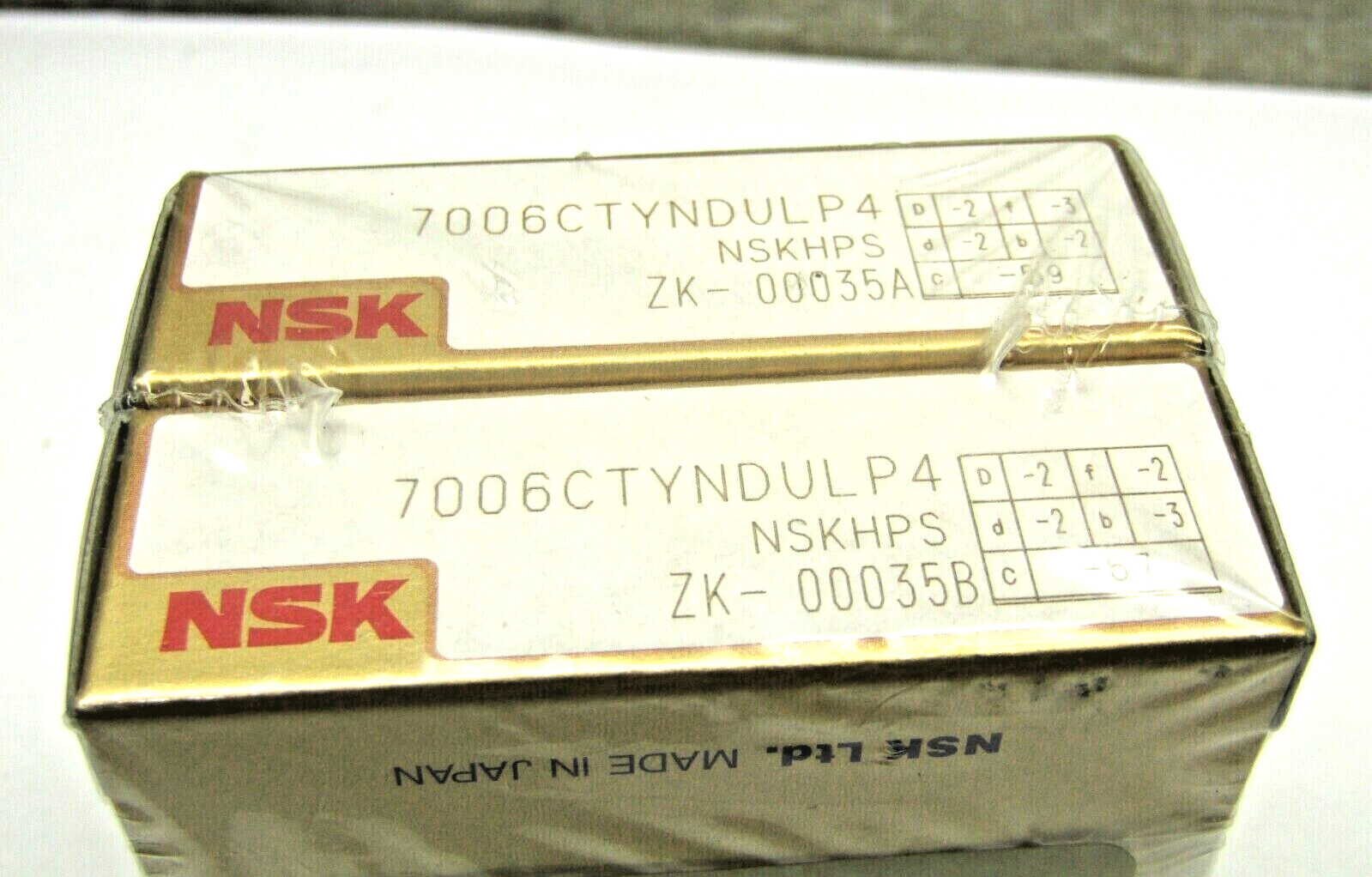 NSK 7006CTYNDULP4 30mm x 55mm x 13mm Super Precision Spindle Bearing Set of 2