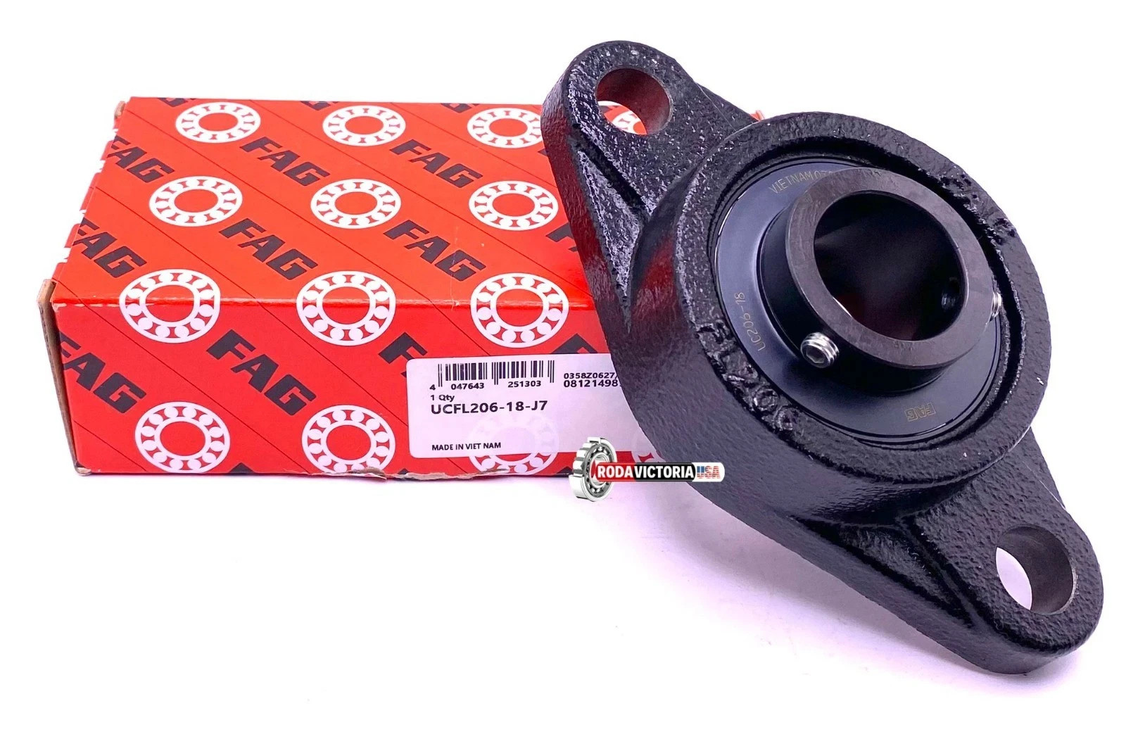 FAG UCFL206-18 J7 2-Bolt Oval Flanged Housing and Bearing Unit 1 1/8″ ID