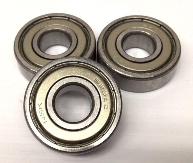 NSK 6201ZZ Ball Bearing 12mm ID 32mm OD 10mm Width Double Shielded (Pack Of 3)