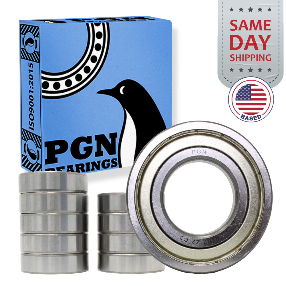 (10) 6207-ZZ Premium Metal Shield Ball Bearing C3 EMQ, 35x72x17, 6207 ZZ 6207z