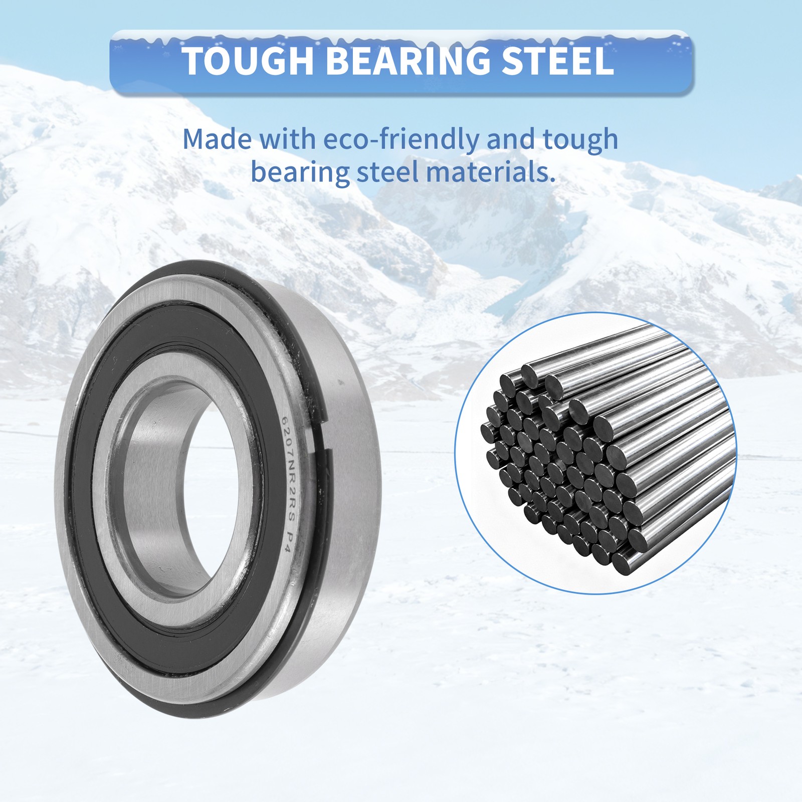 6207NR2RS Deep Groove Ball Bearings 35x72x17mm Silver Tone Black
