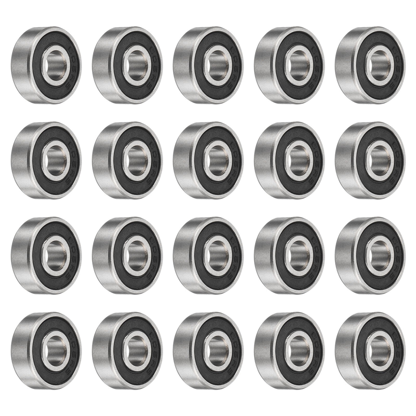 20Pcs 606RS Deep Ball Bearings 5.9x17x6mm Double Shield Bearing Black