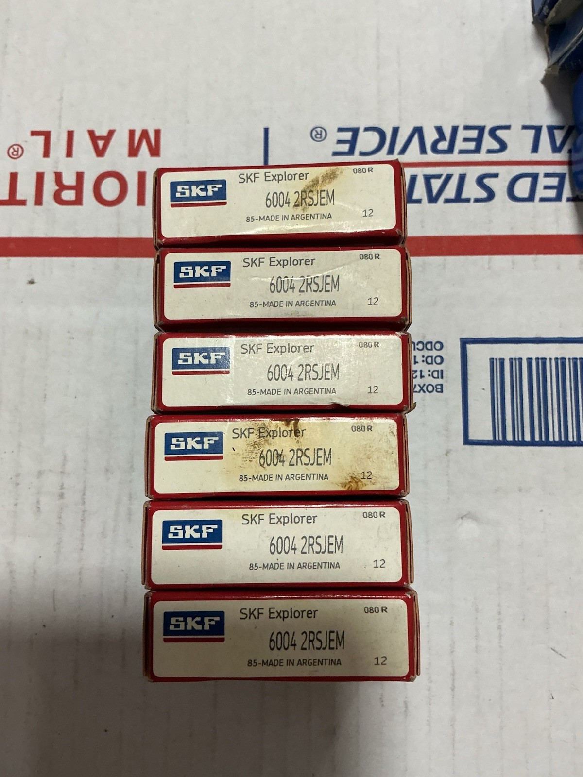 Lot of 6 SKF Explorer 6004 2RSJEM Industrial Ball Bearings Made in Argentina B3