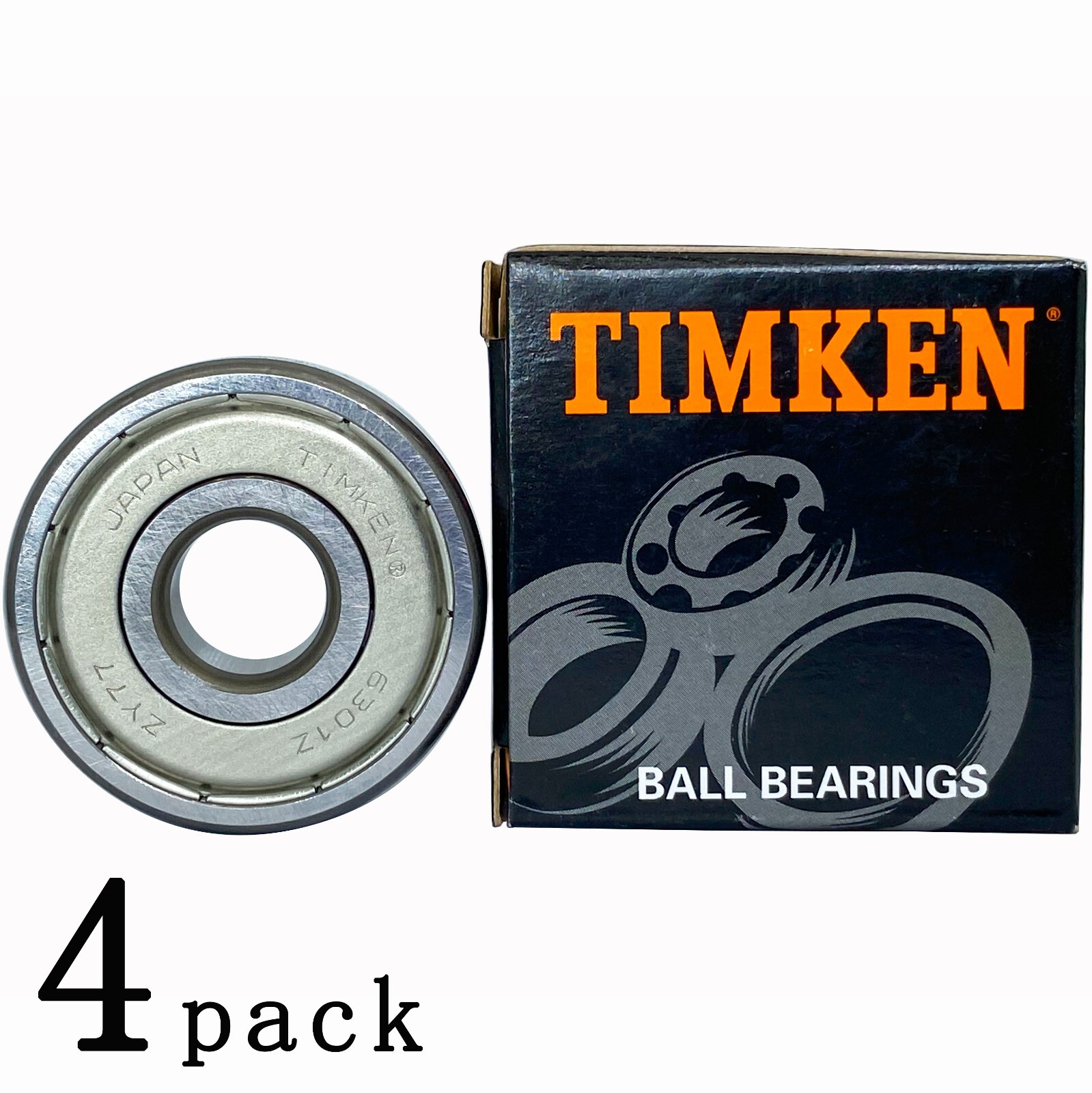 (4 PACK) TIMKEN 6301-ZZ 12X37X12MM Double Metal Seal Ball Bearings Made In Japan