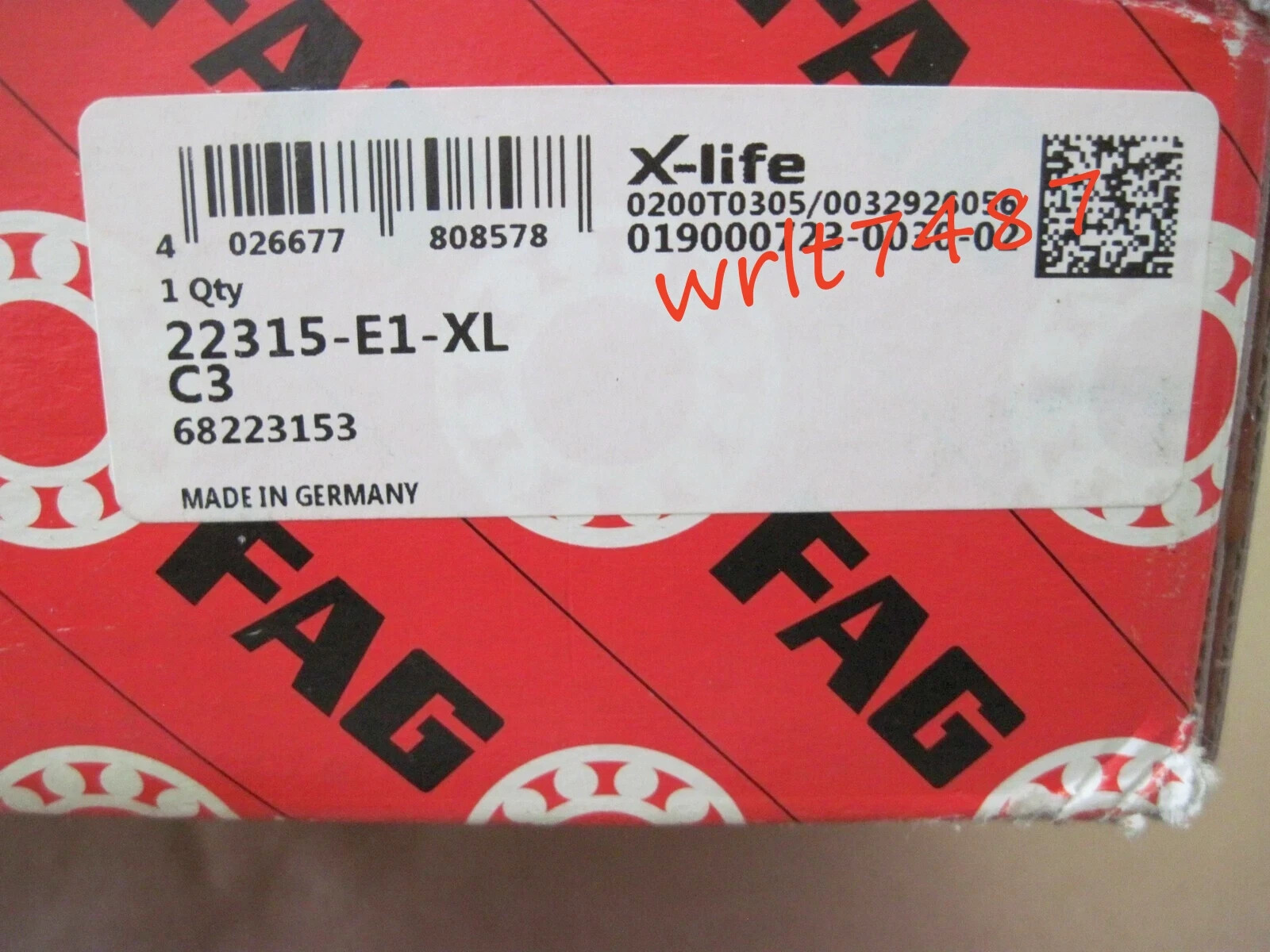1PC FAG 22315-E1-XL-C3 self-aligning spherical roller bearing