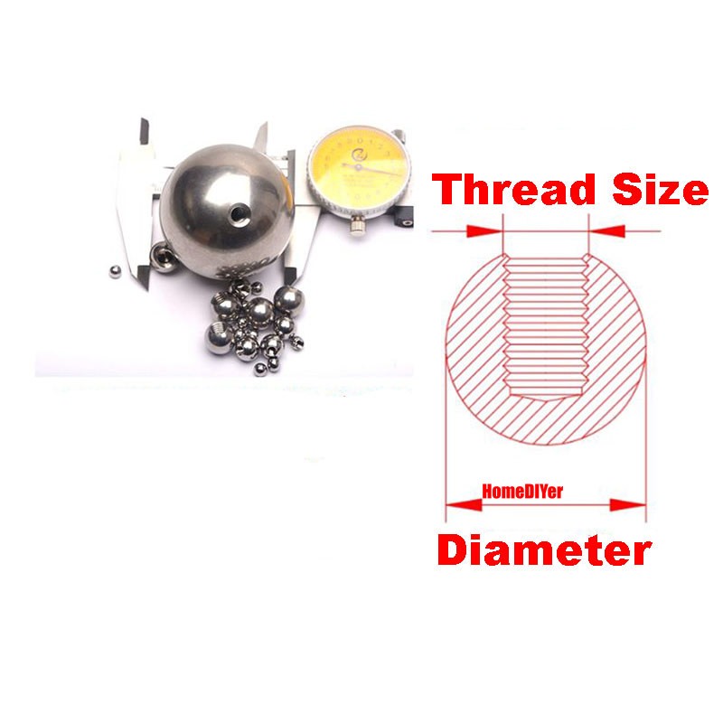 Round Ball 304 Stainless Steel Blind Hole Balls Threaded M2 M3 M4-M12 Ø 5mm~25mm