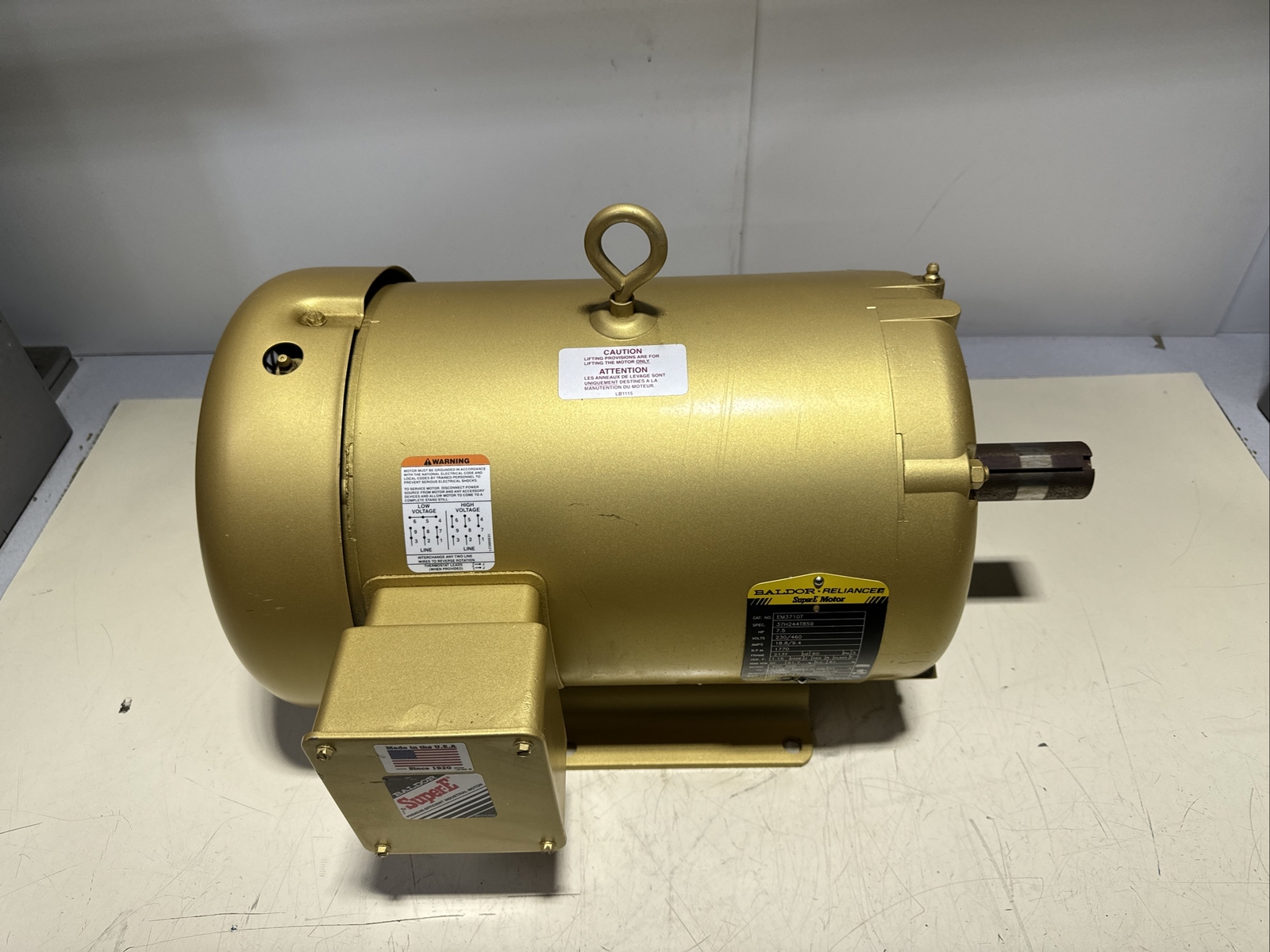 *NEW* Baldor EM3710T Super-E Motor 7.5HP 230/460V 1770RPM 213T Frame